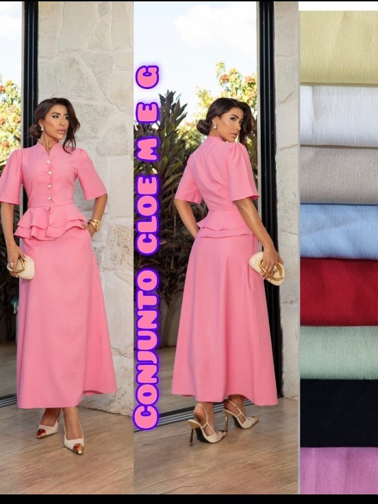 Conjunto feminino saia com zíper lateral e blusinha (02)