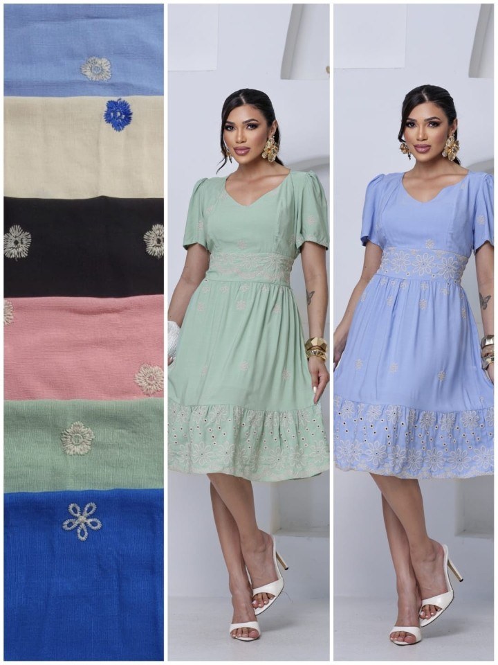 Vestido feminino Slim Bordado (165)