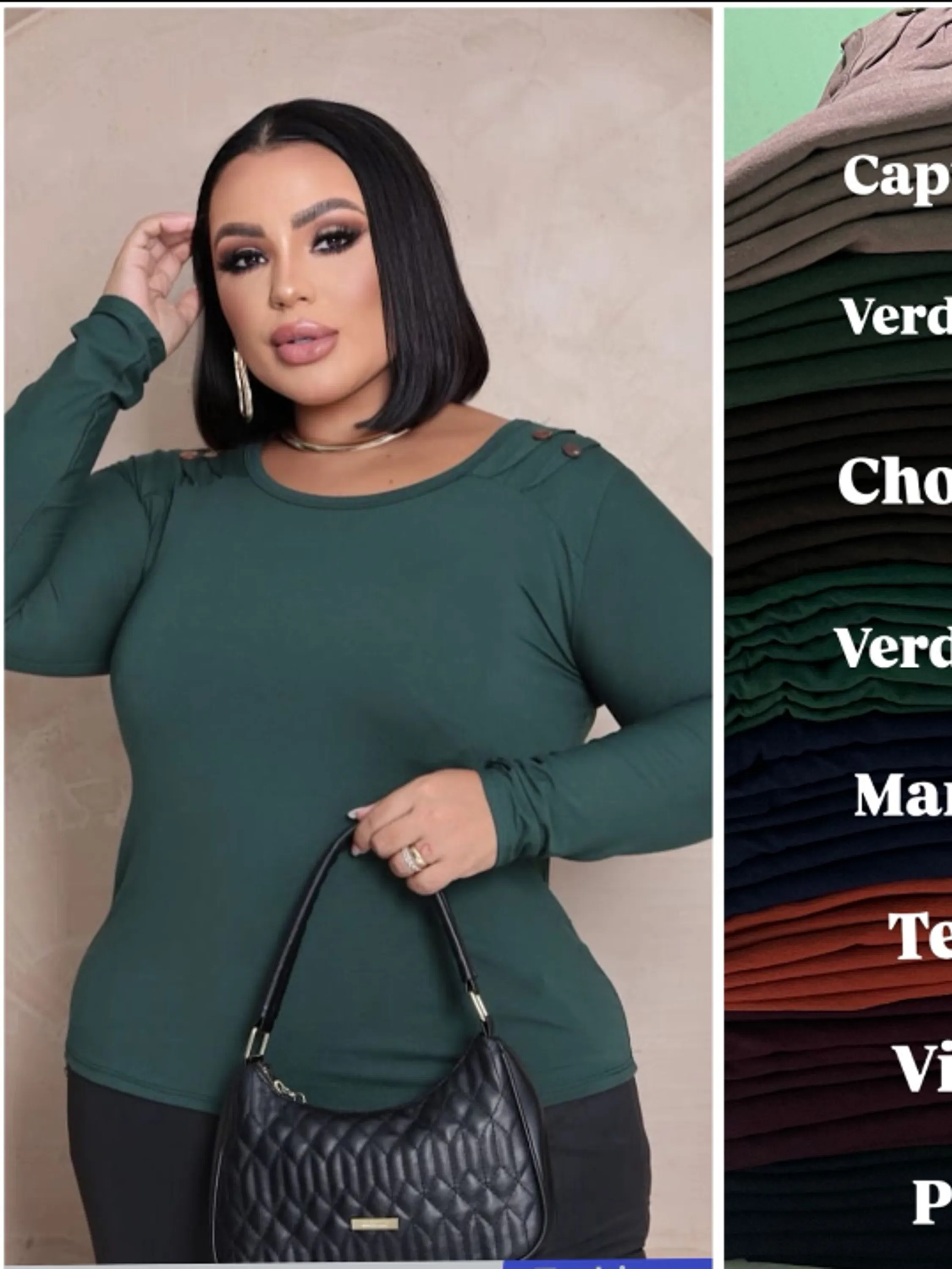 Blusa feminina Plus size manga longa (94)