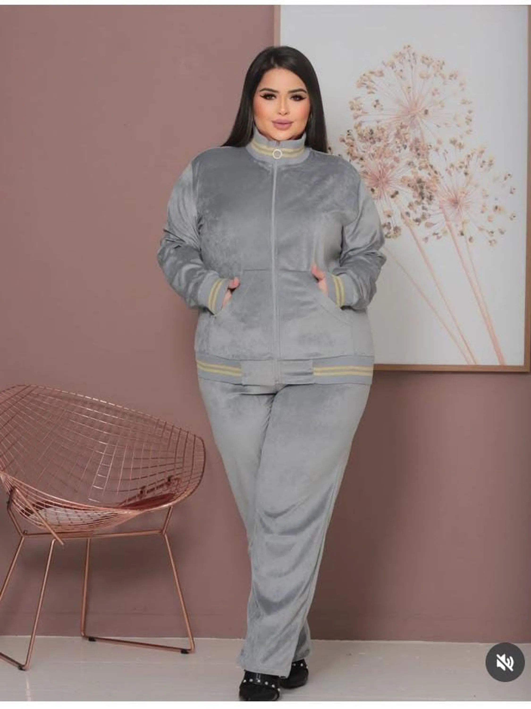 Conjunto feminino Plus size de Plush