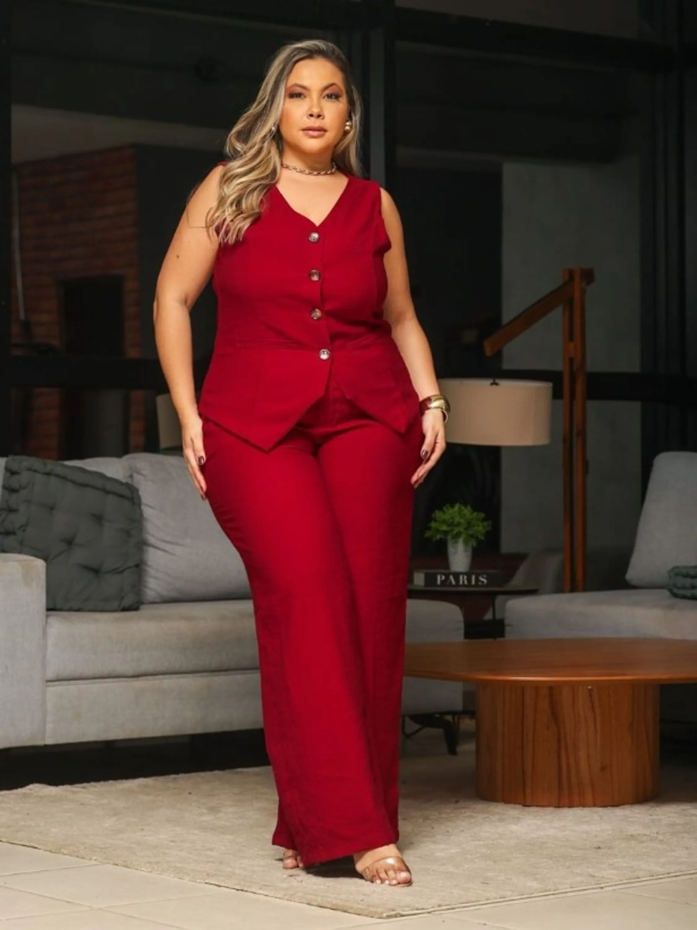 Conjunto feminino colete e calça tamanho único (68)