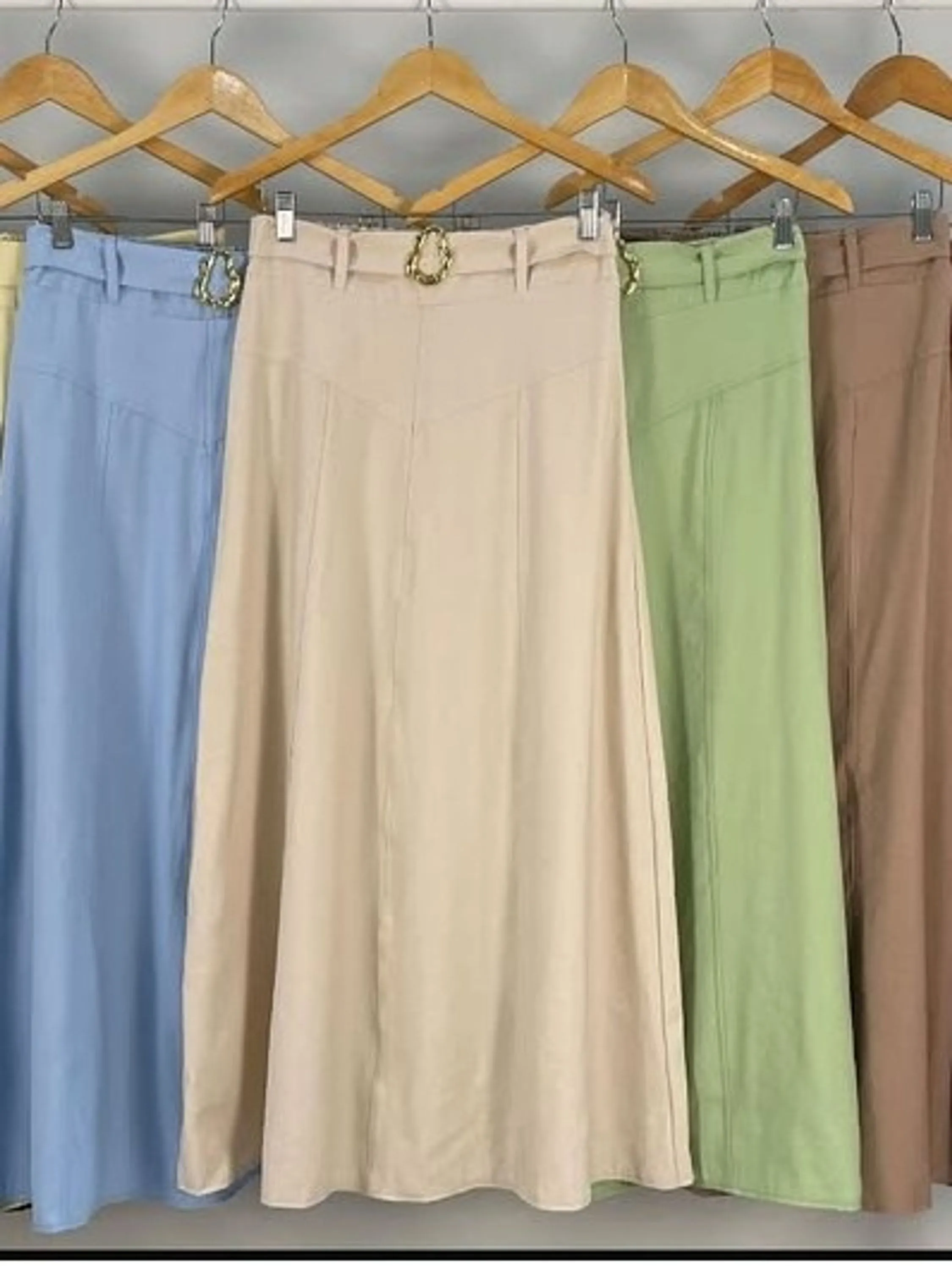 Saia feminina longa com cinto (14)