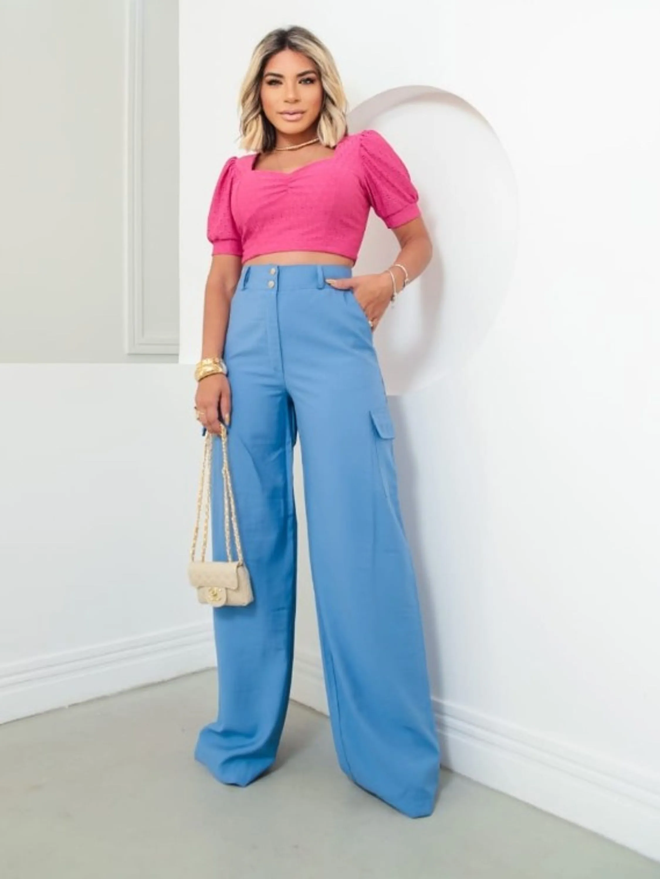 Calça cargo feminina tecido Lyocell Twill (12)