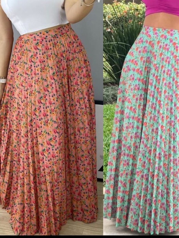 Saia longa feminina estampada na promoção