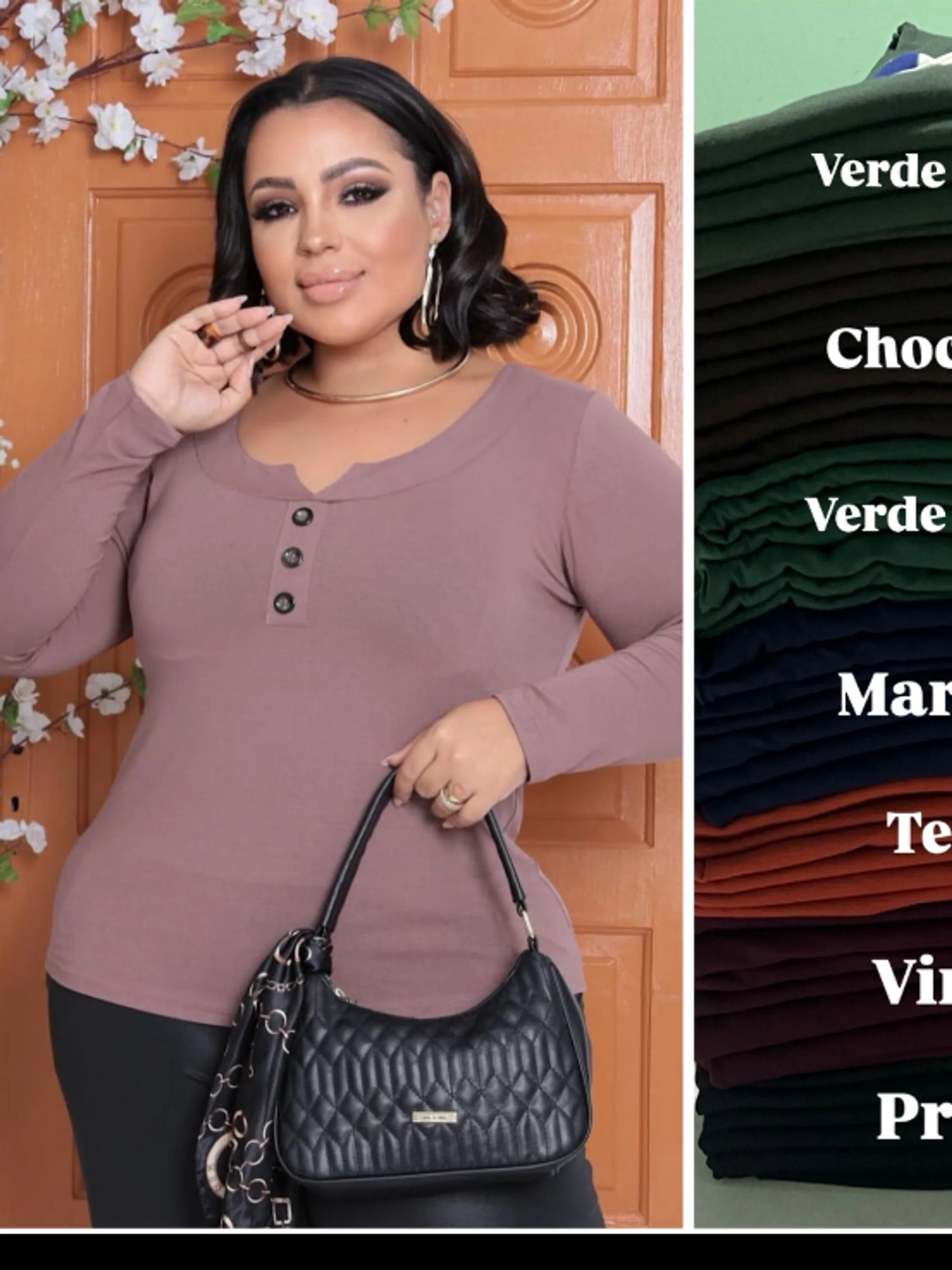 Blusa feminina Plus size manga longa (94)