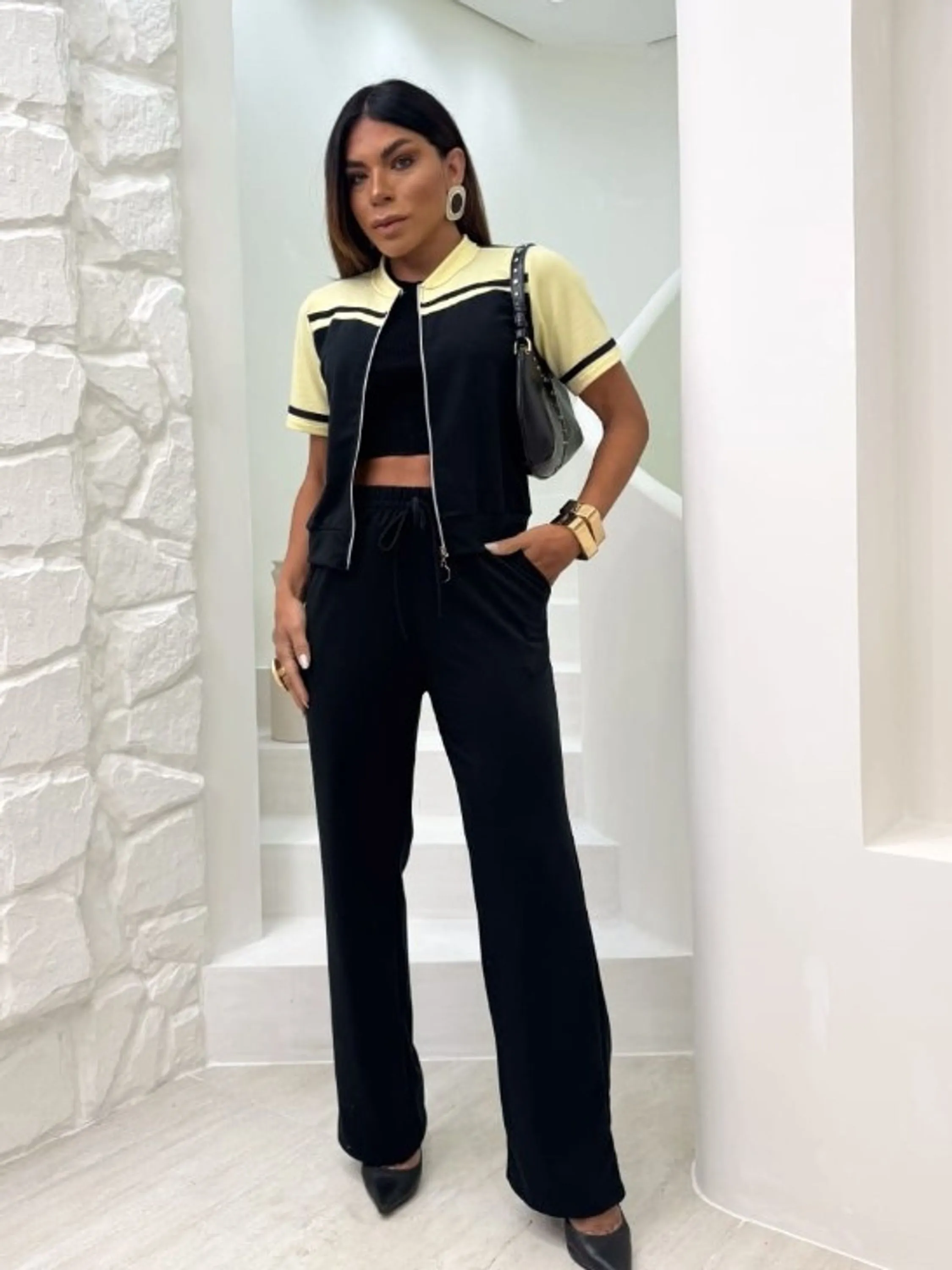 Conjunto feminino 2 peças calça e blusa com zíper (29)