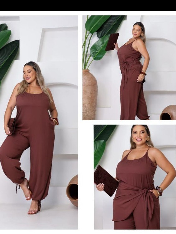 Macacão de alça  feminino Plus size (163)