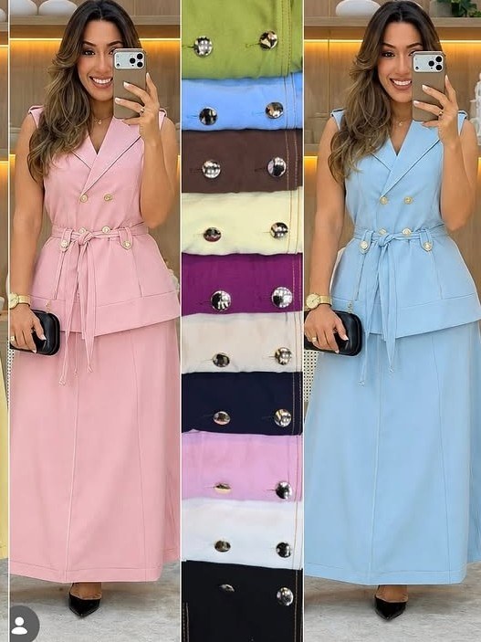 Conjunto feminino saia e blusa colete (14)