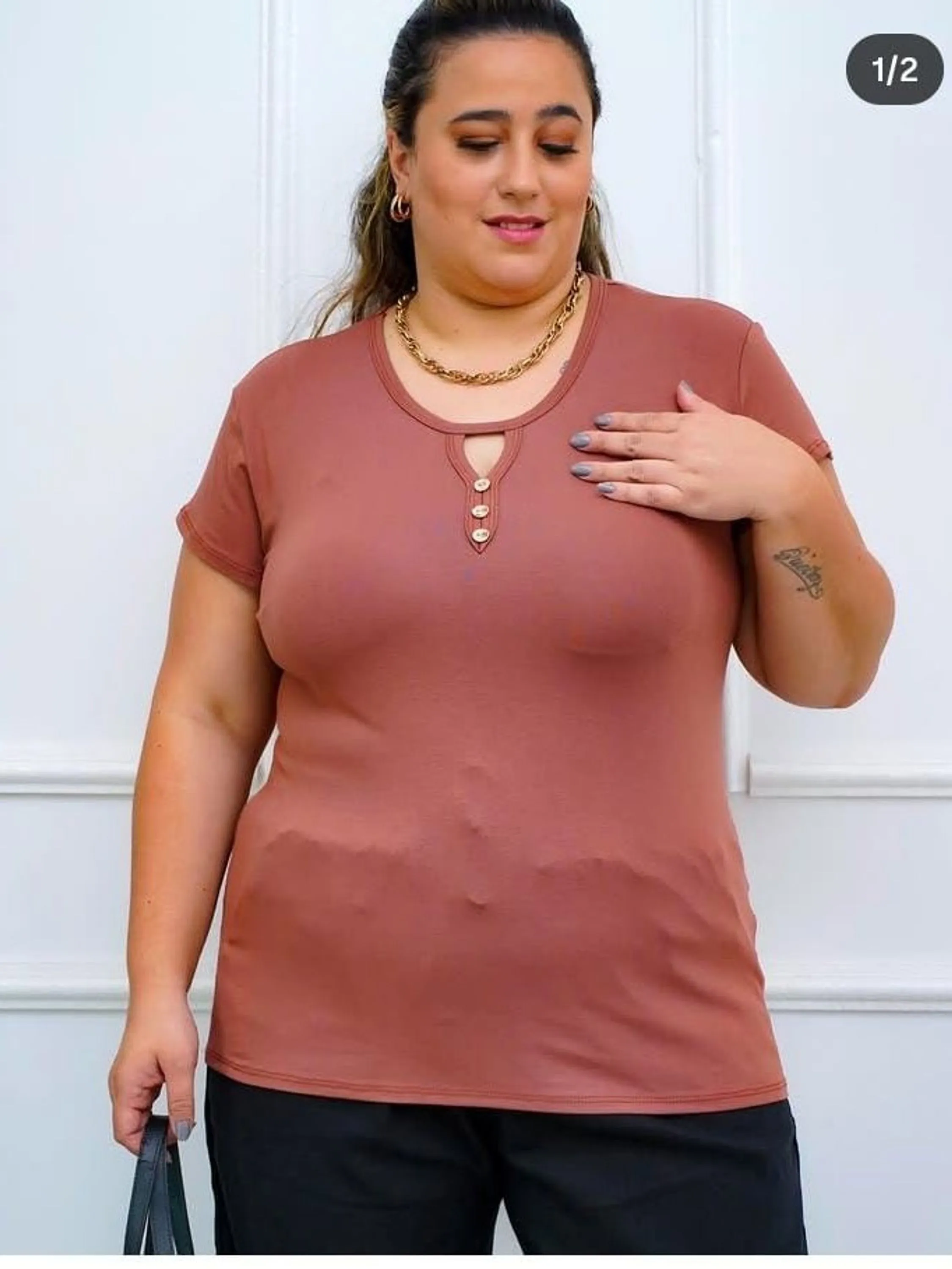 Blusinha feminina Manga curta Plus size (131)