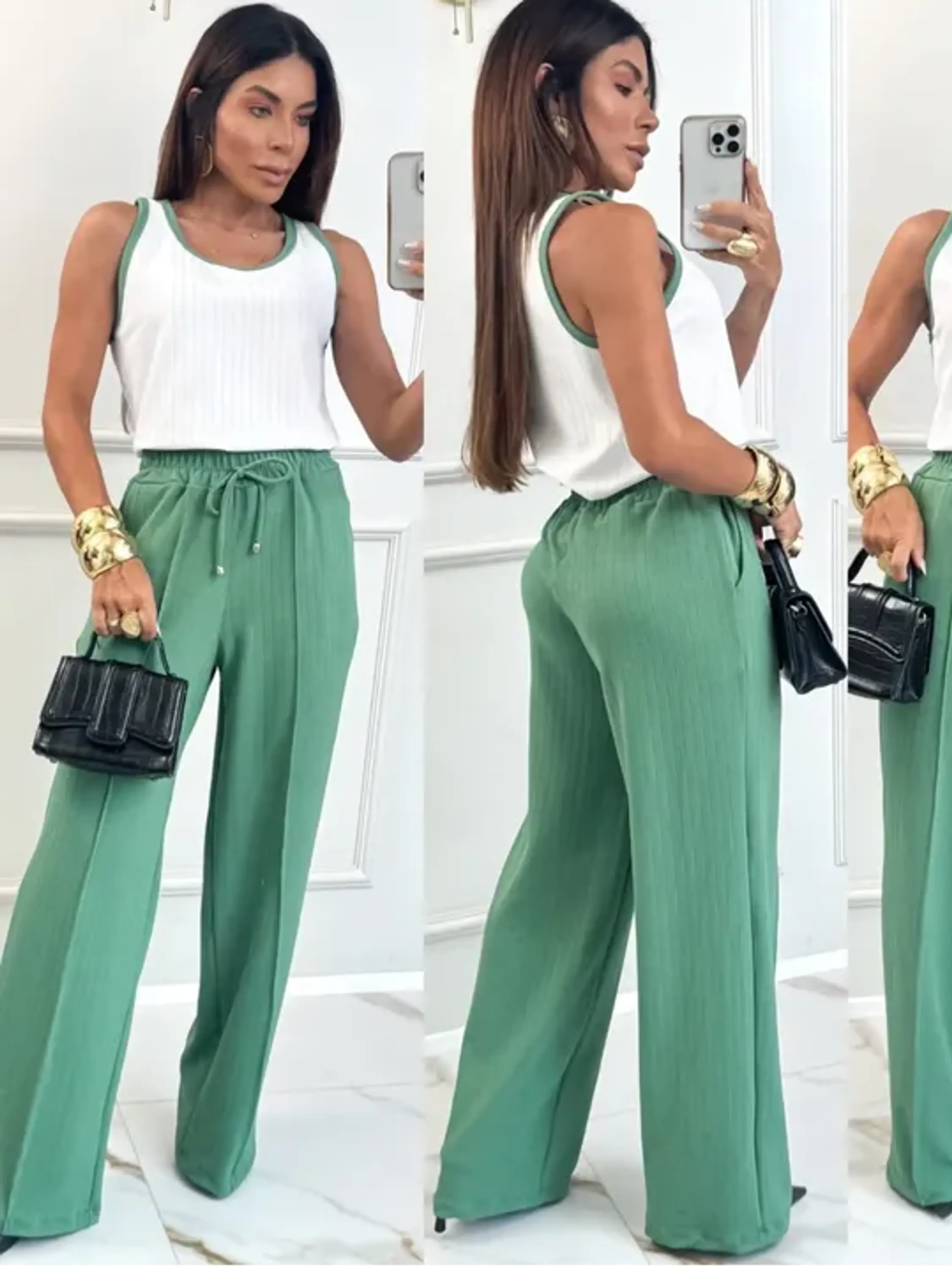 Conjunto feminino calça Pantalona e regata