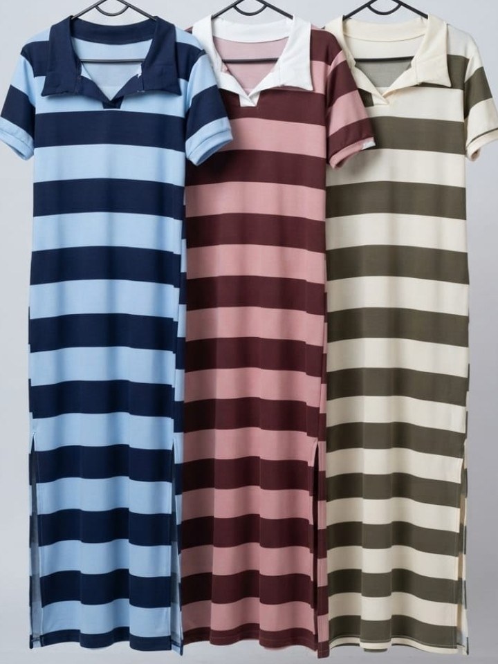 Vestido longo feminino. Listrado molerinho (63)