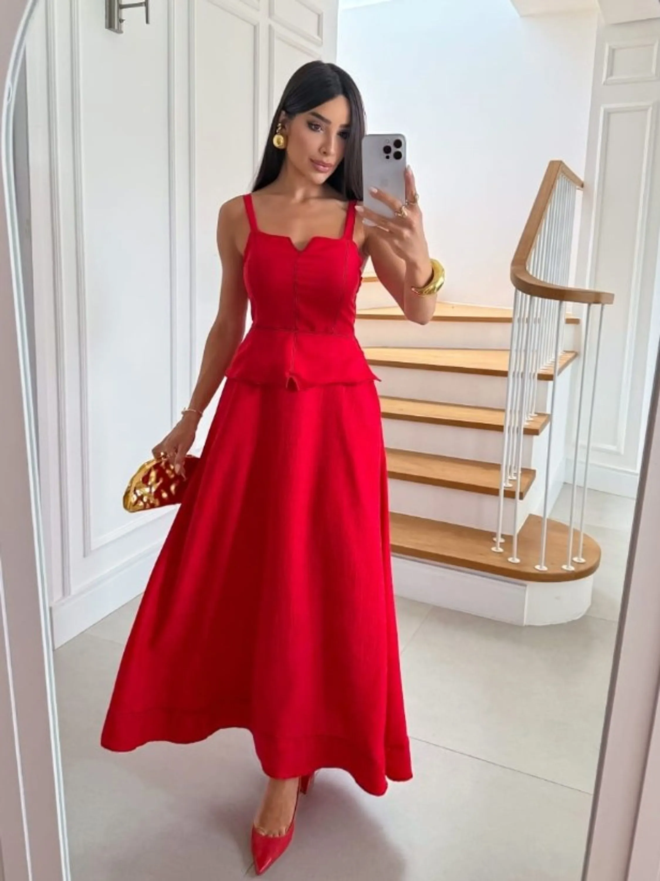 Vestido Midi feminino com bojo tecido duna linho (02)