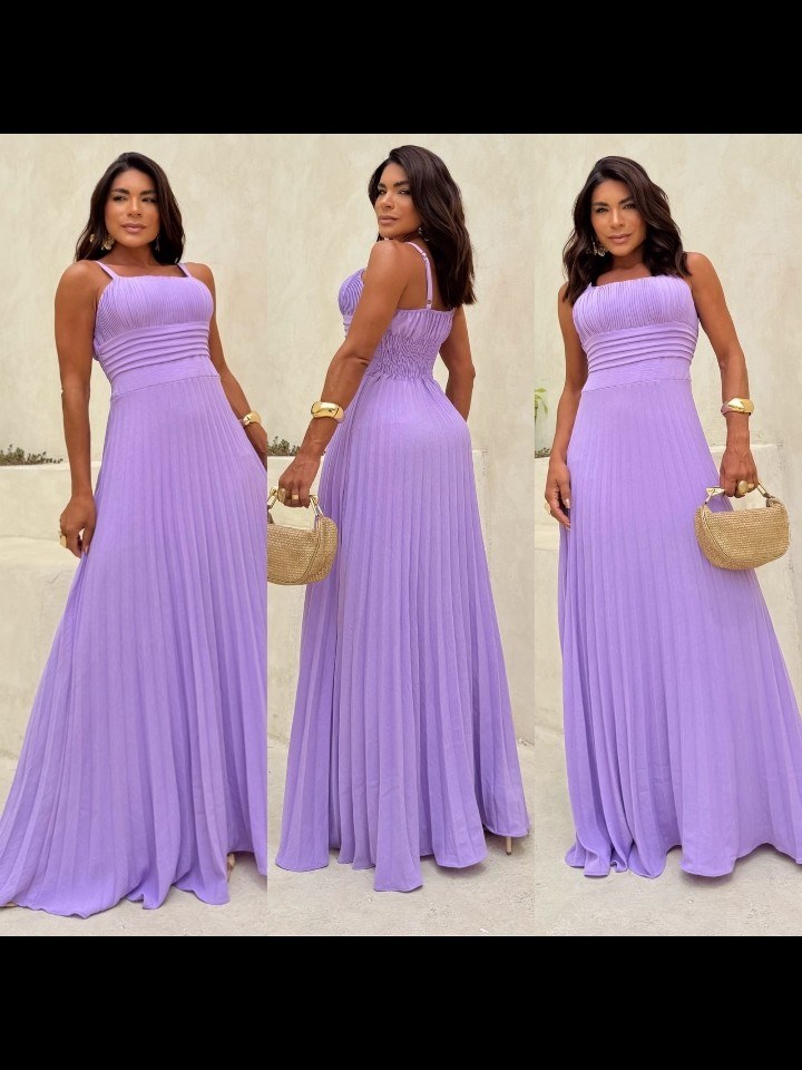 Vestido longo feminino com bojo e forro na saia (156)