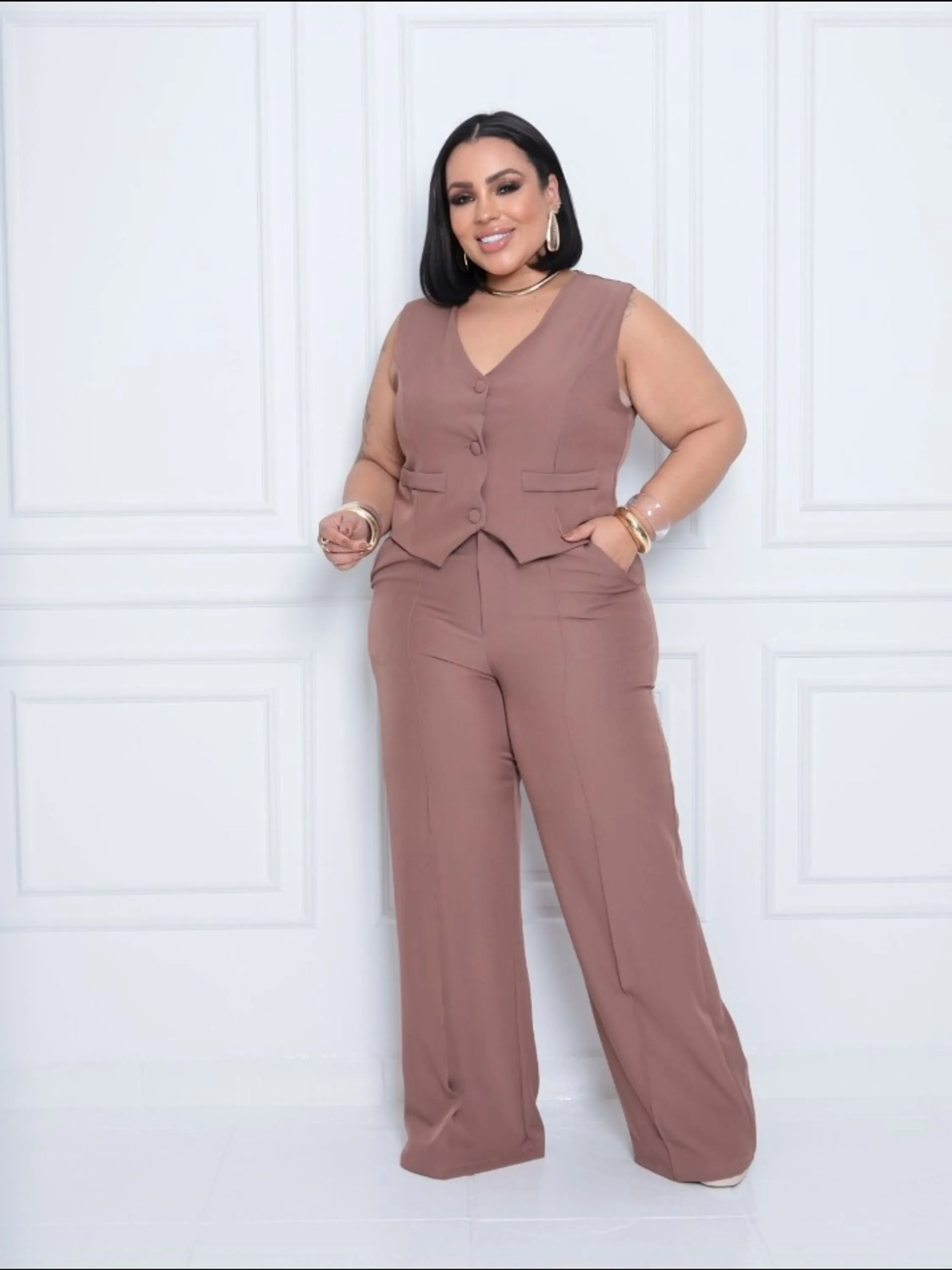 Conjunto Calça e colete feminino Plus size (141)