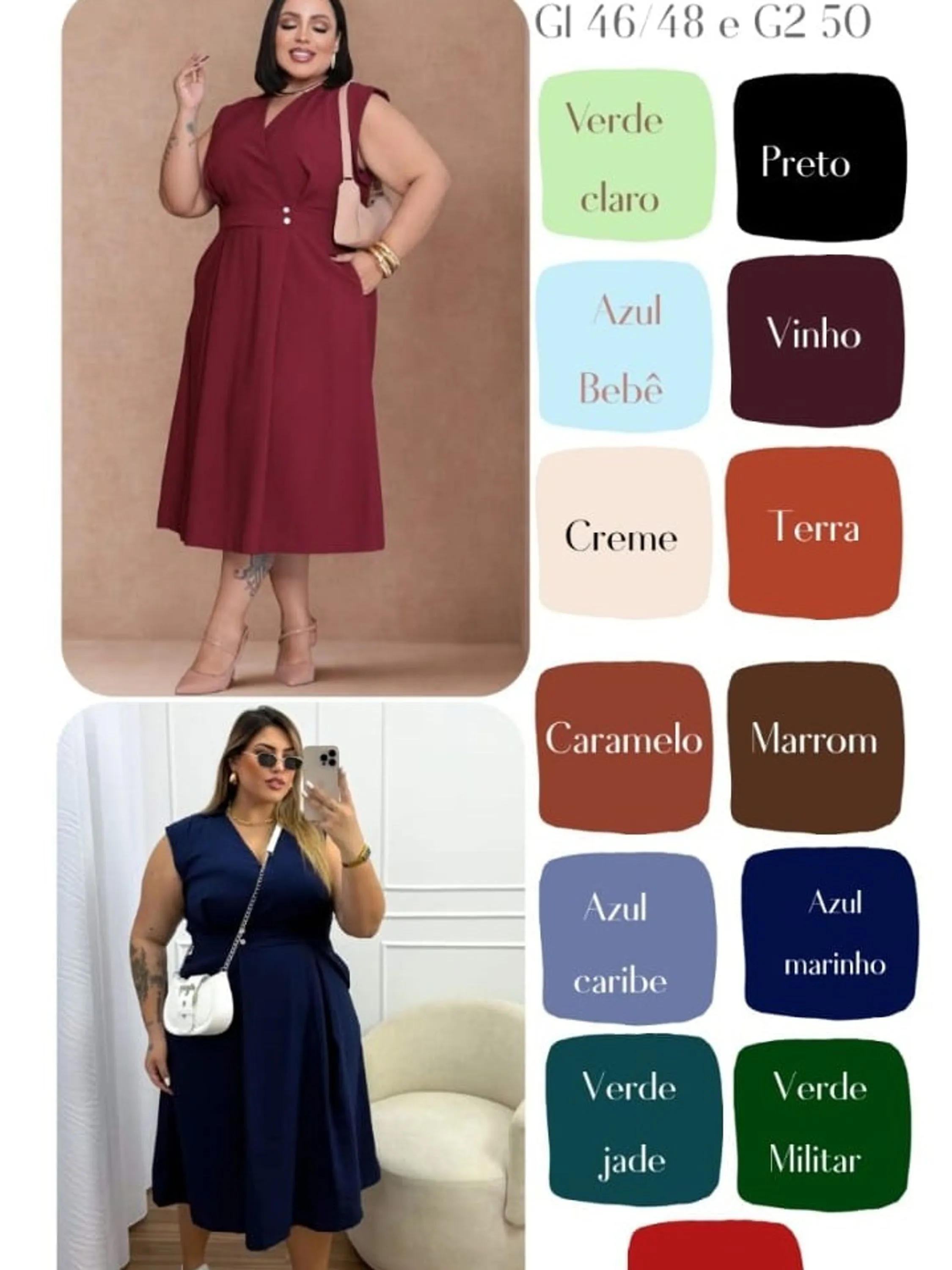 Vestido feminino Plus size com bolso lateral (135)