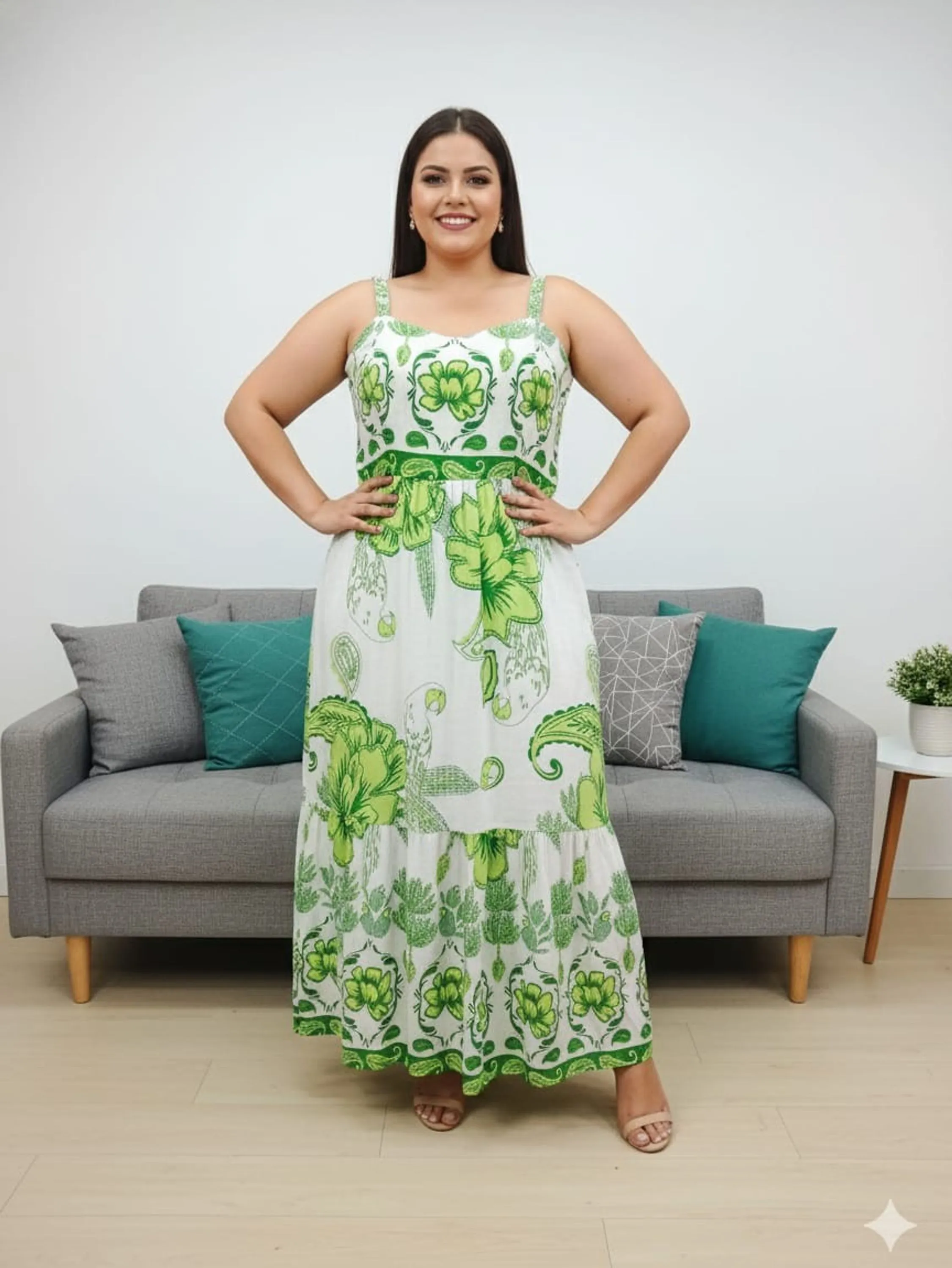 Vestido estampado alça