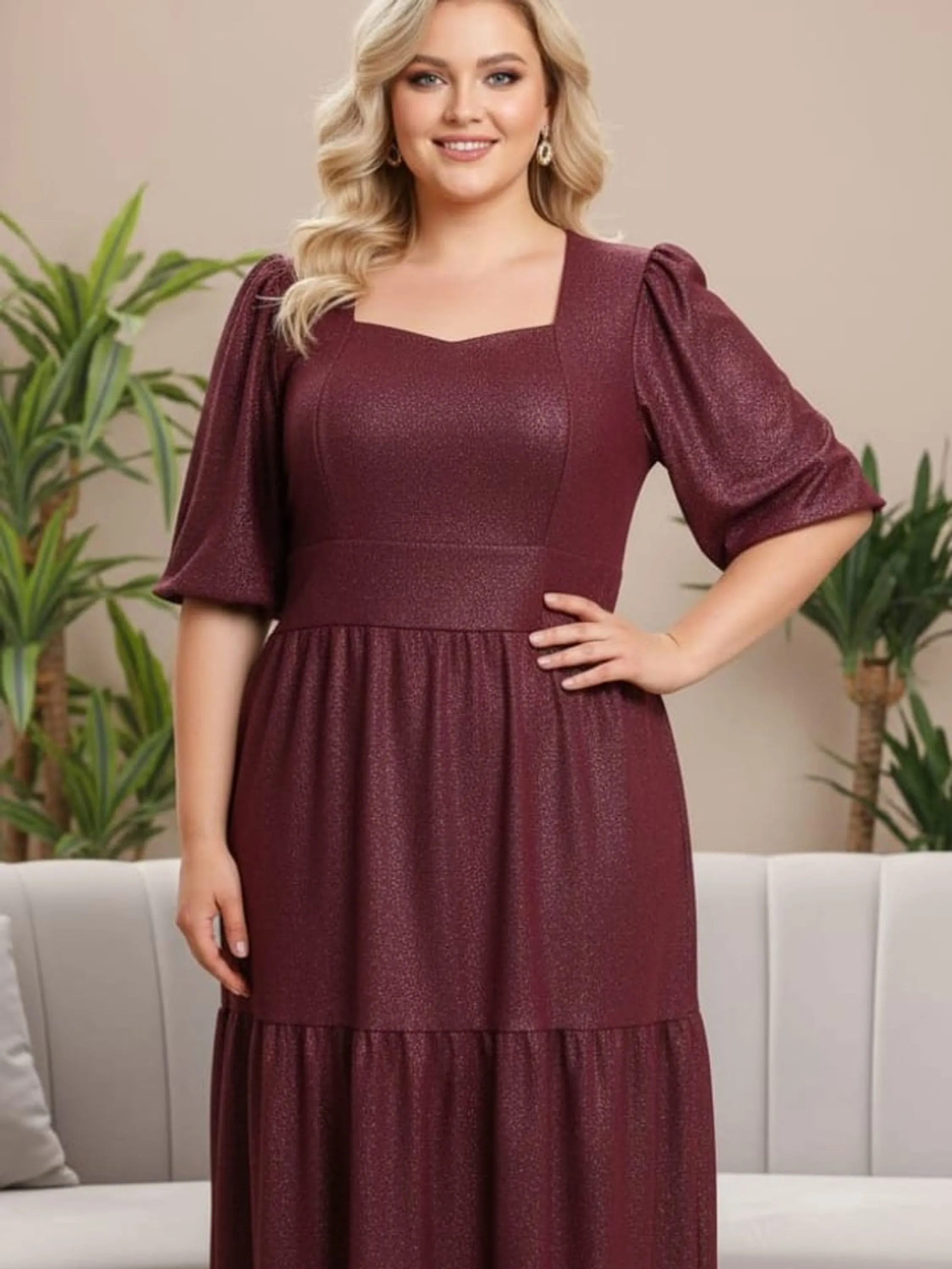 Vestido longo com brilho feminino