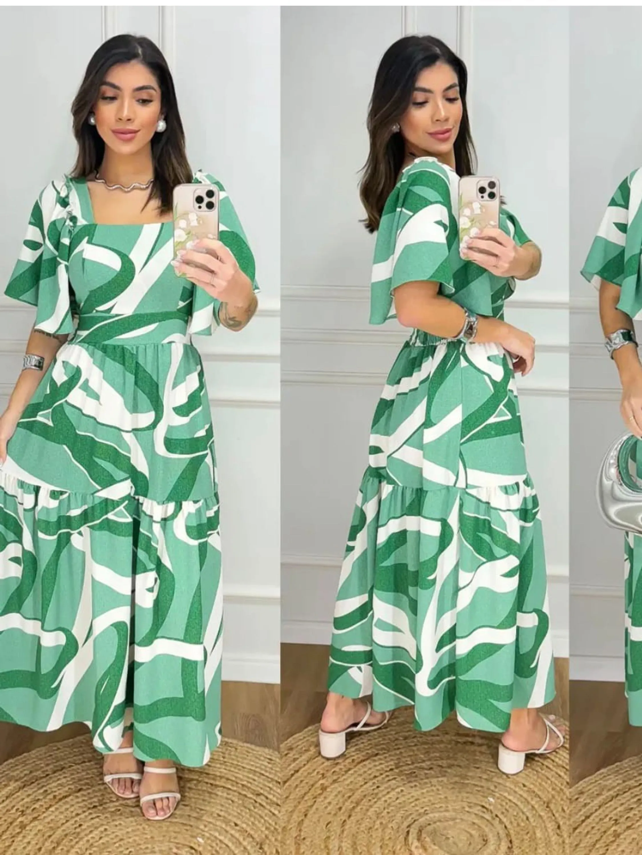 Vestido decote quadrado Slim