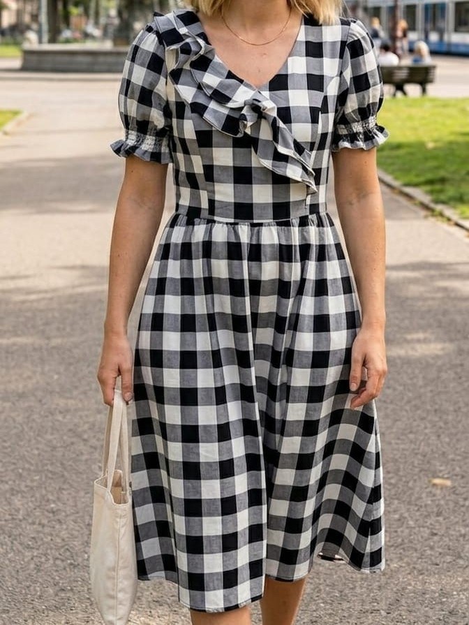 Vestido xadrez Midi