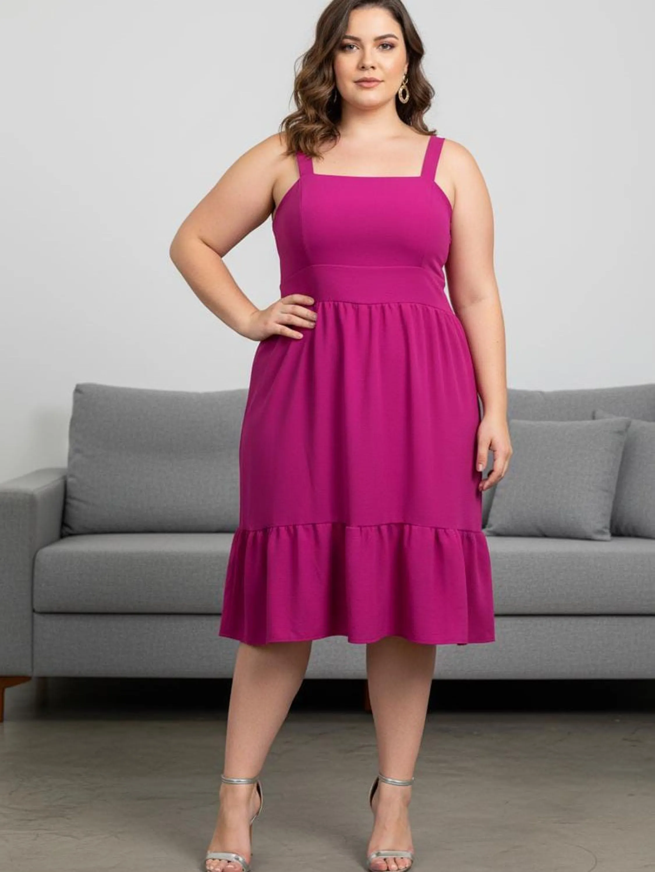 Vestido de alça grossa