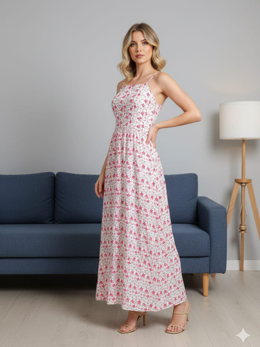 Vestido longo de alça