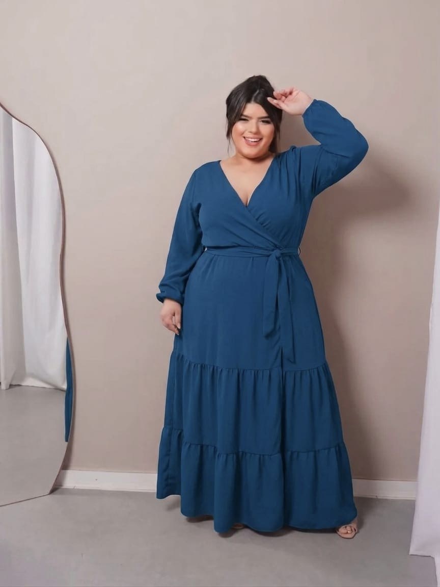 Vestido envelope longo