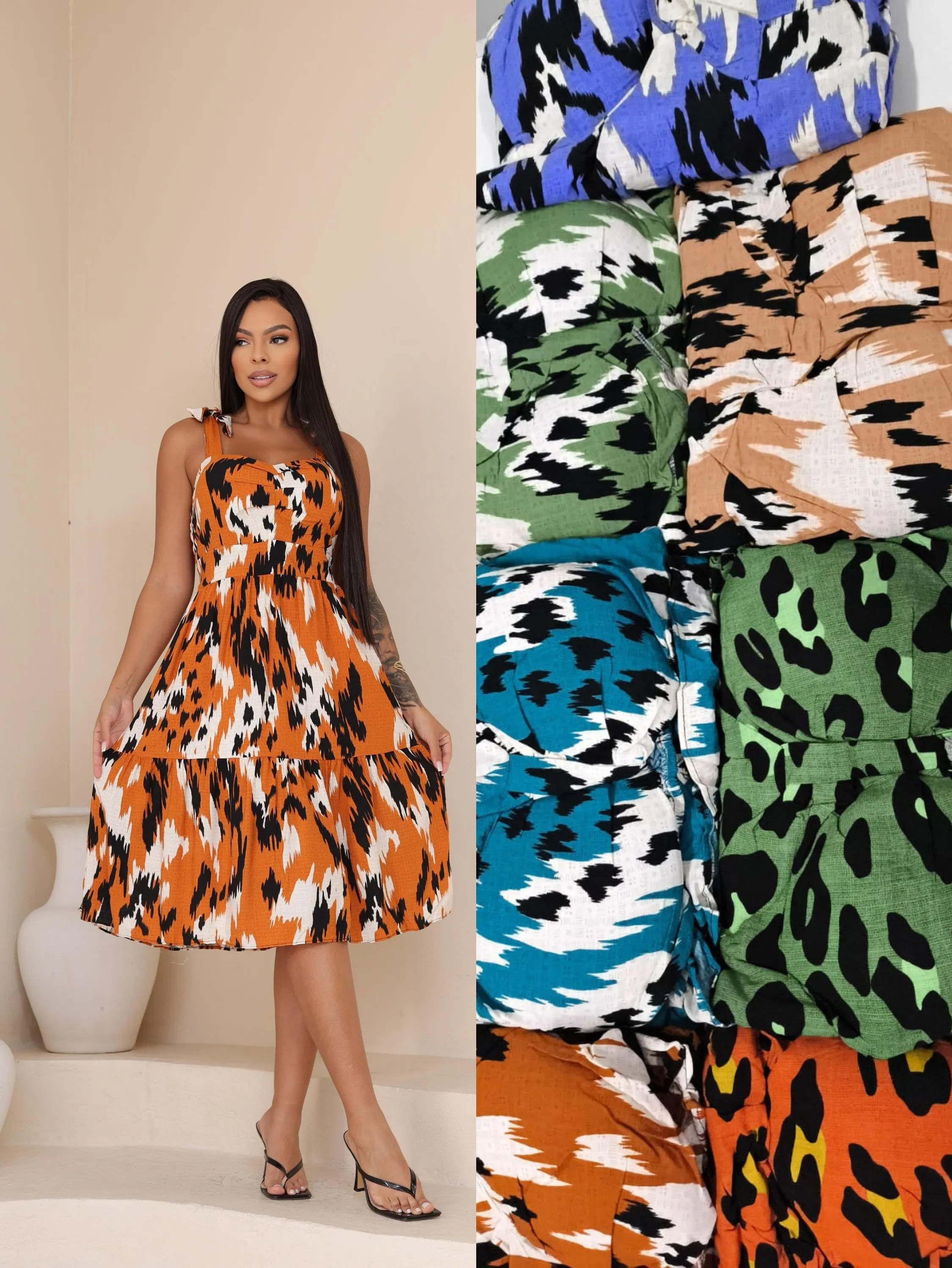 Vestido de alça amarração Midi