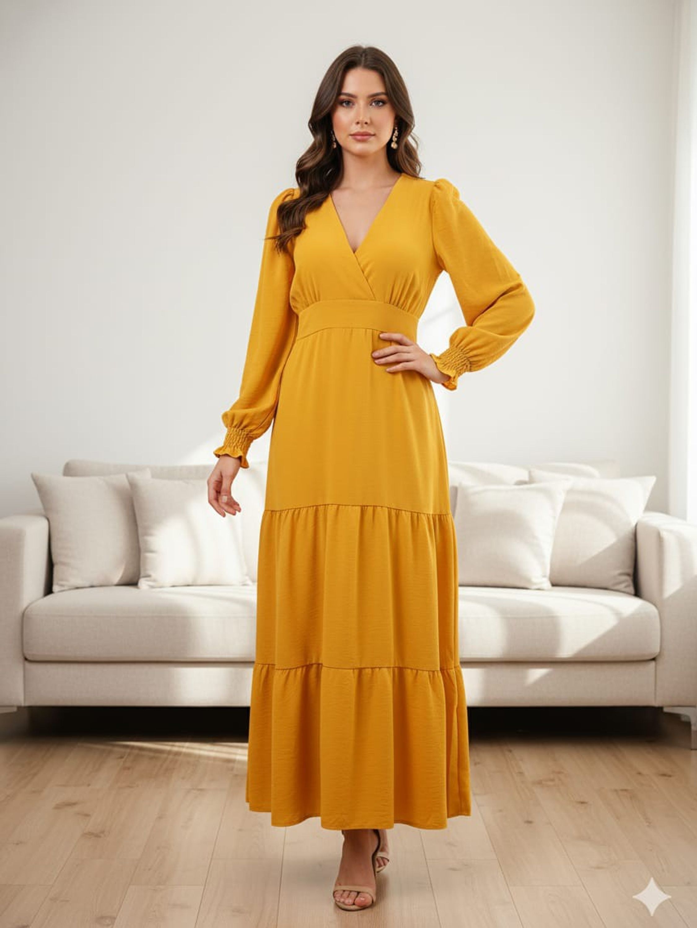 Vestido longo manga longa