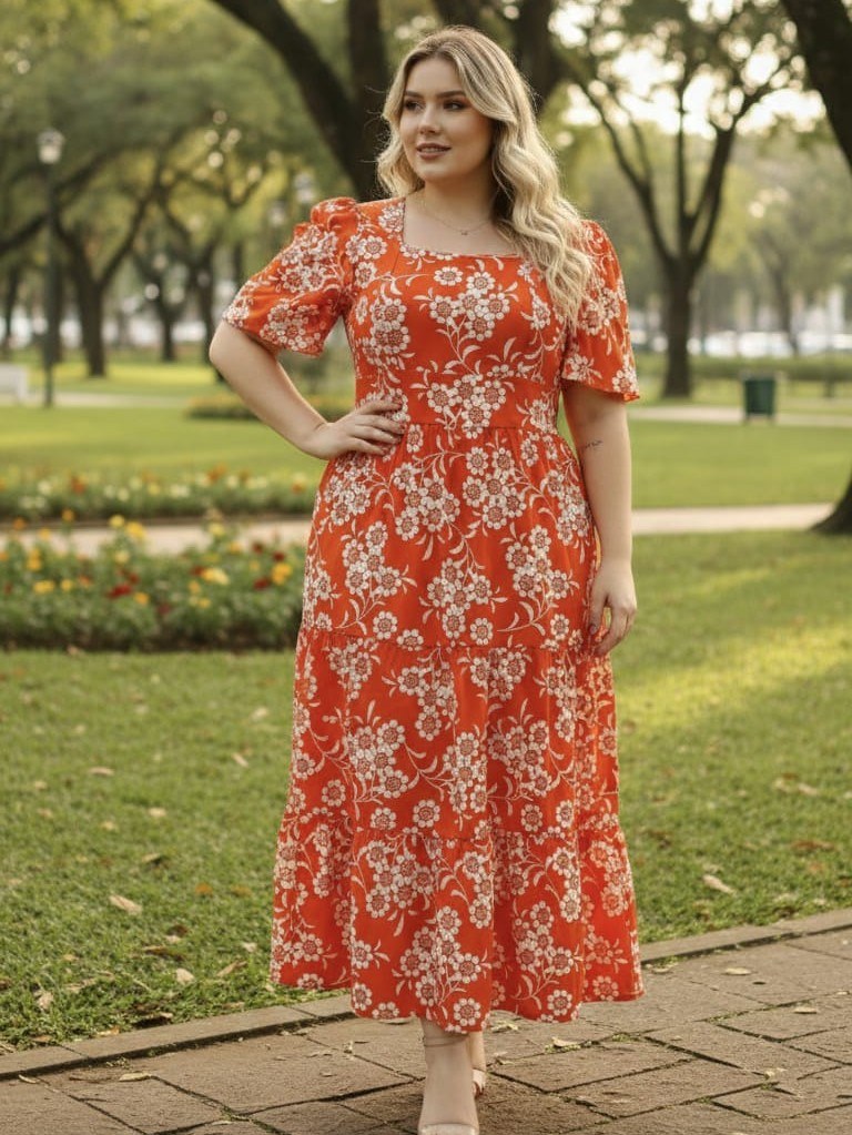 Vestido Longo Manga Soltinha