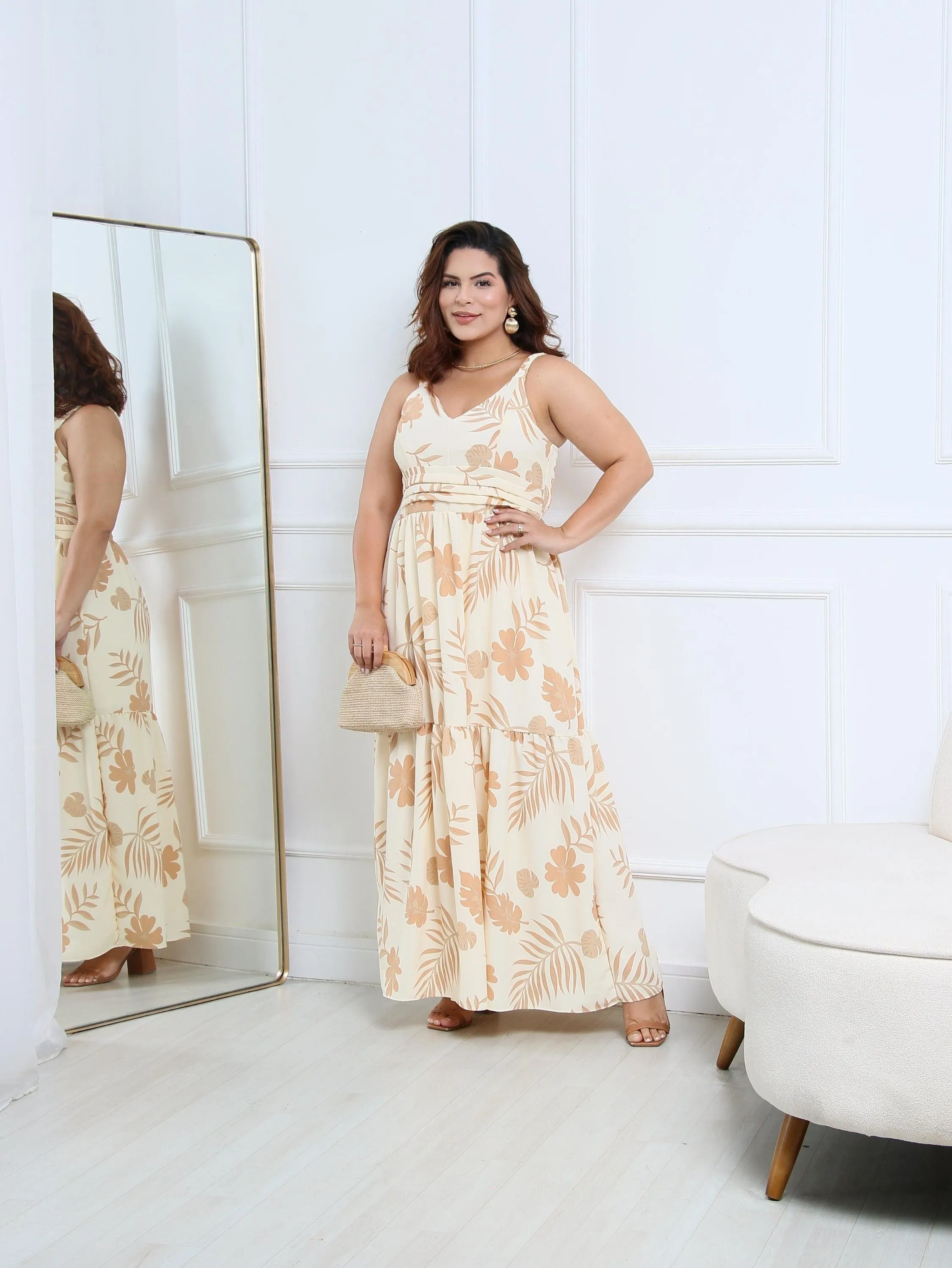 Vestido longo de alça elástica Plus Size