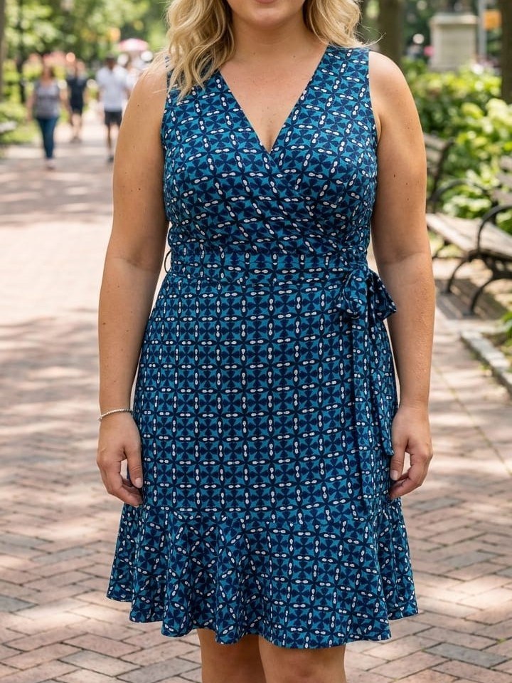 Vestido curto envelope alça grossa