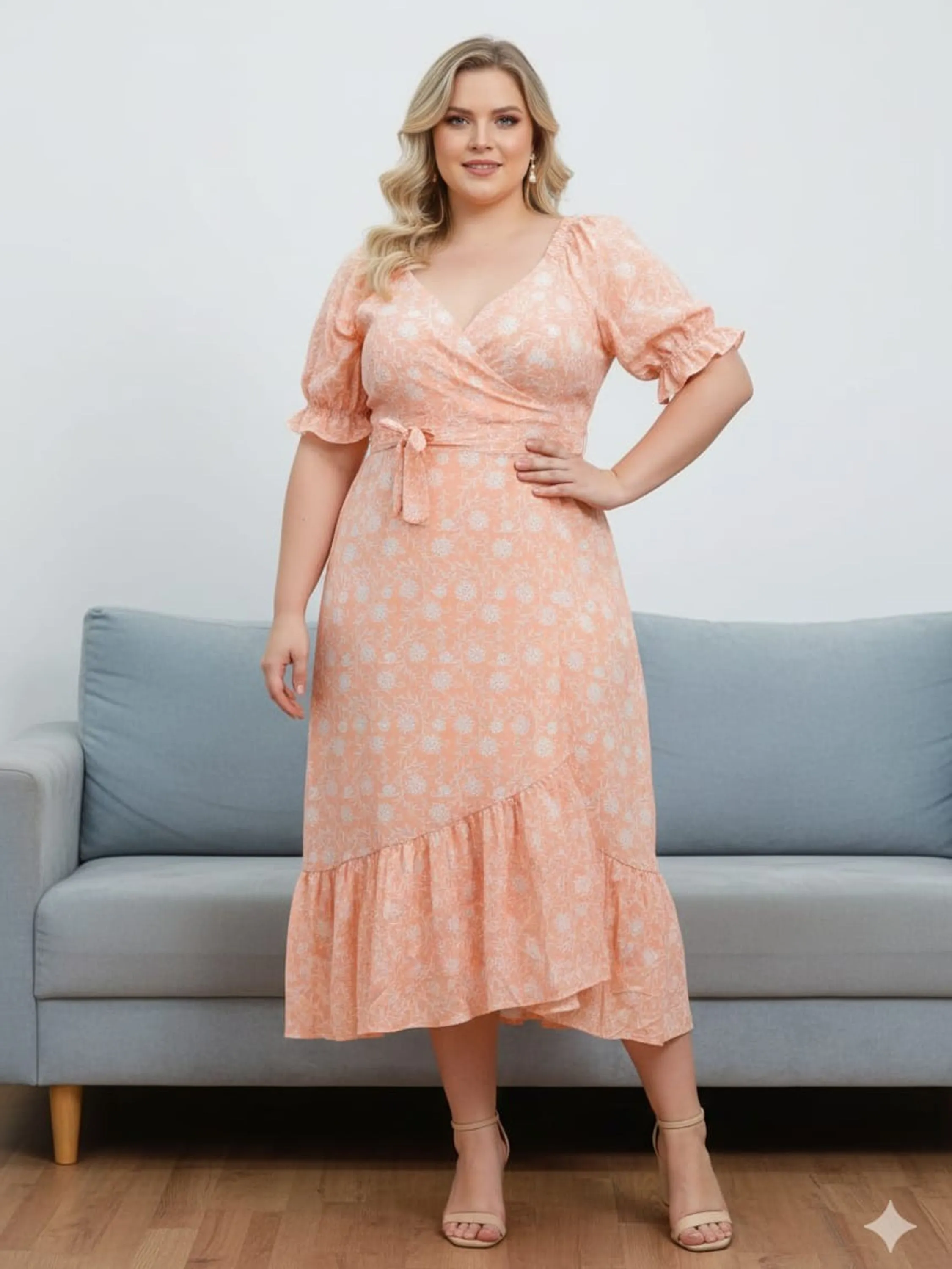 Vestido envelope Midi