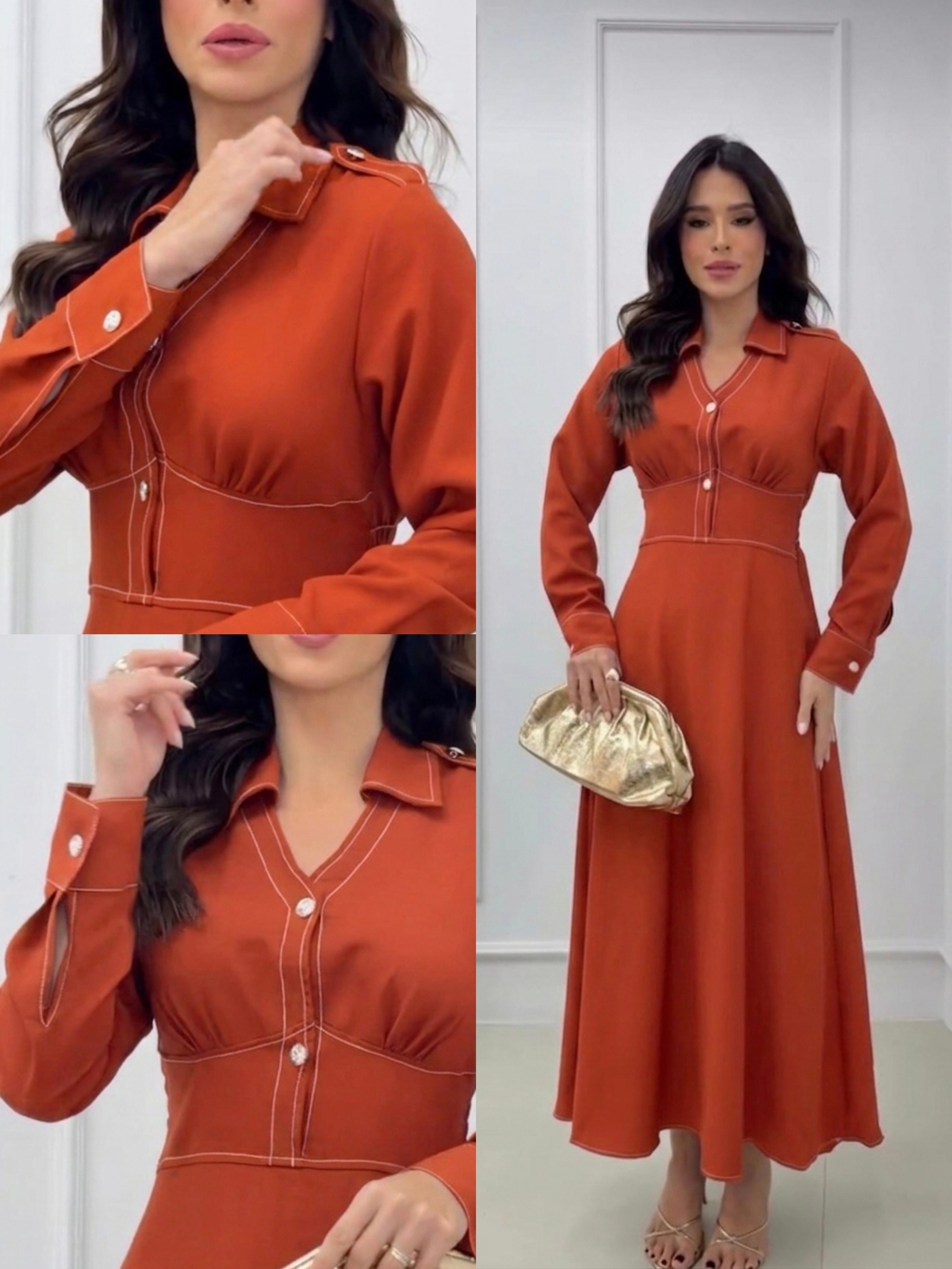 Vestido manga longa