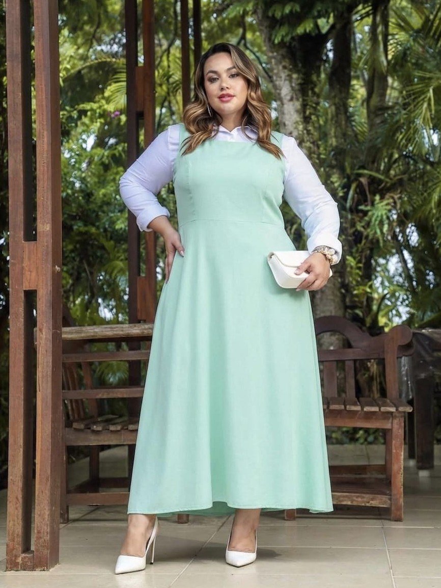Vestido de alça grossa Midi