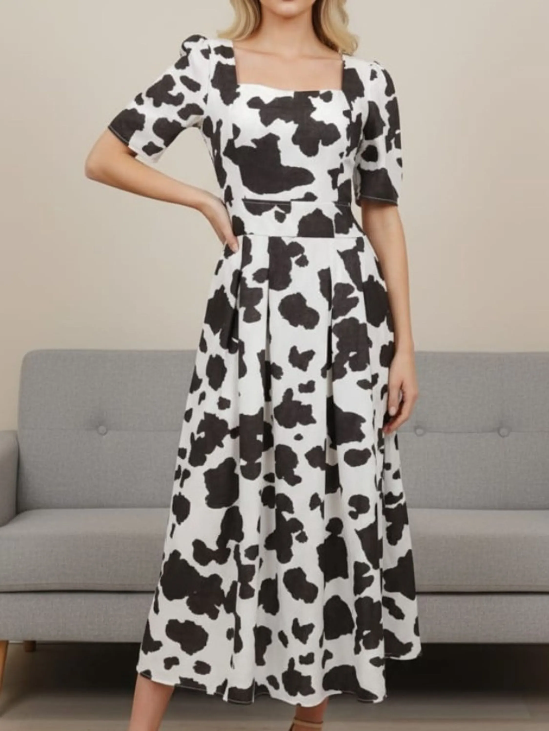 Vestido MIDI decote quadrado