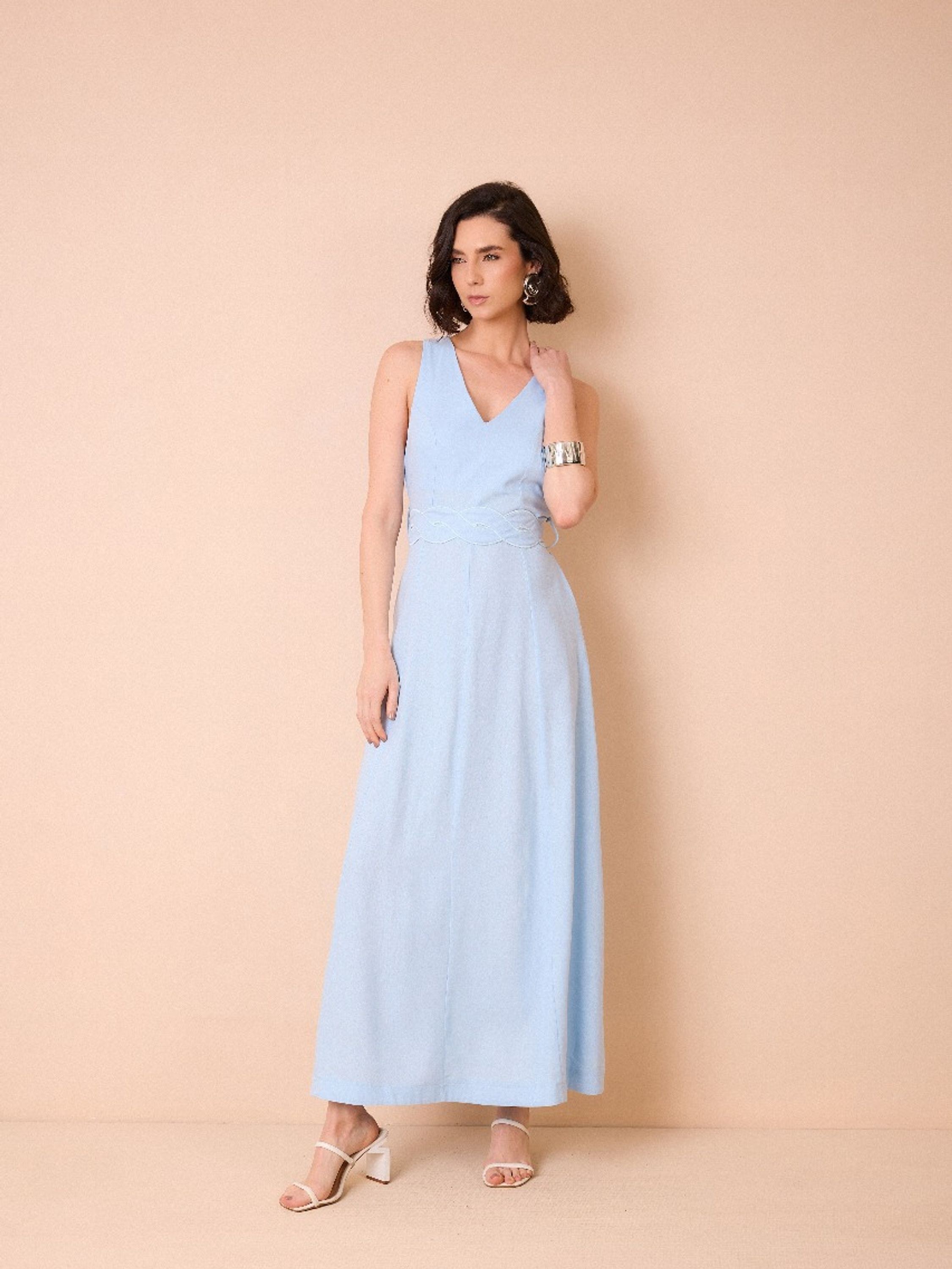 SML48-Vestido Giulia com detalhe trançado