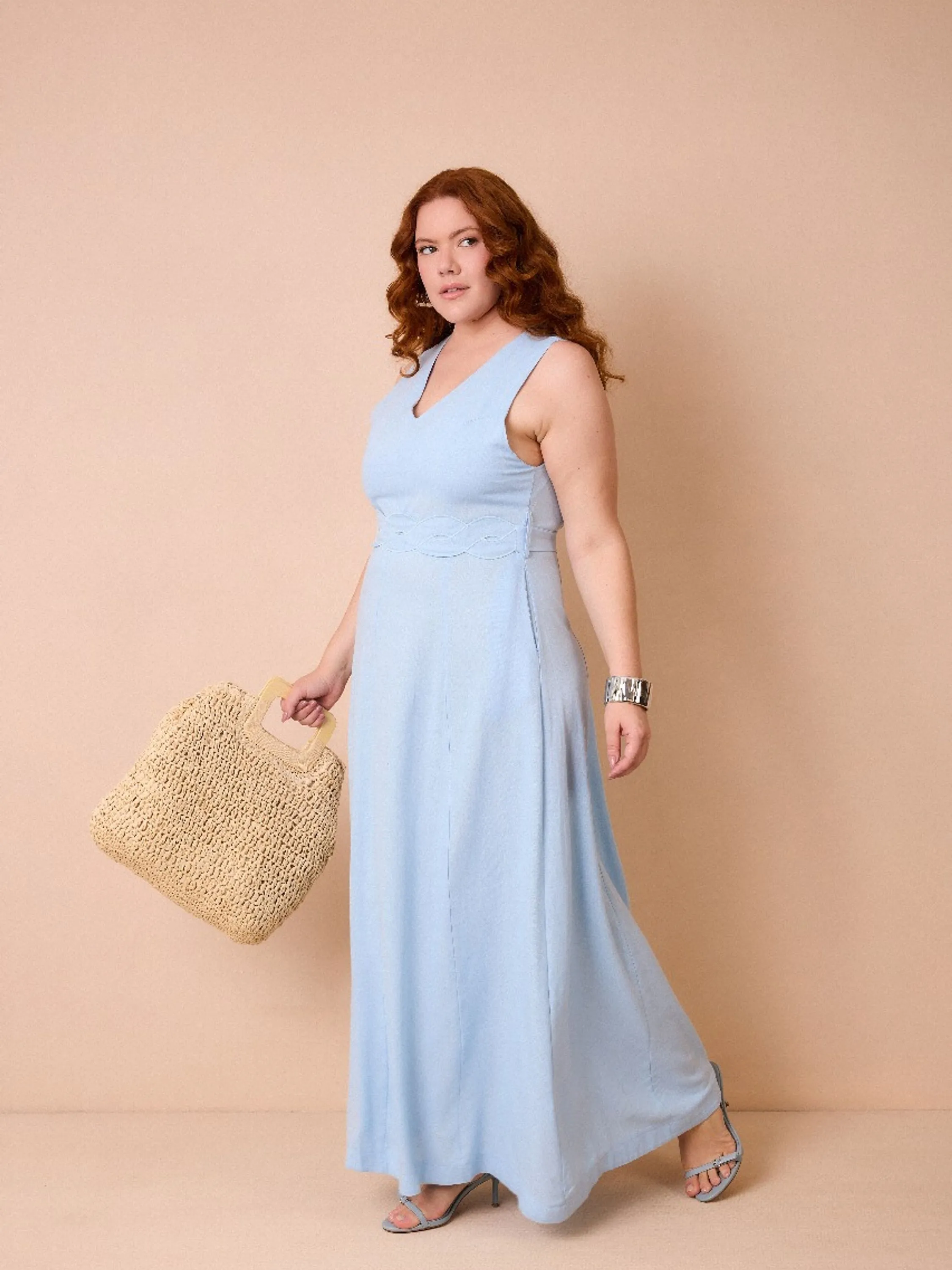 PLSML48-Vestido Giulia PLUS com detalhe trançado