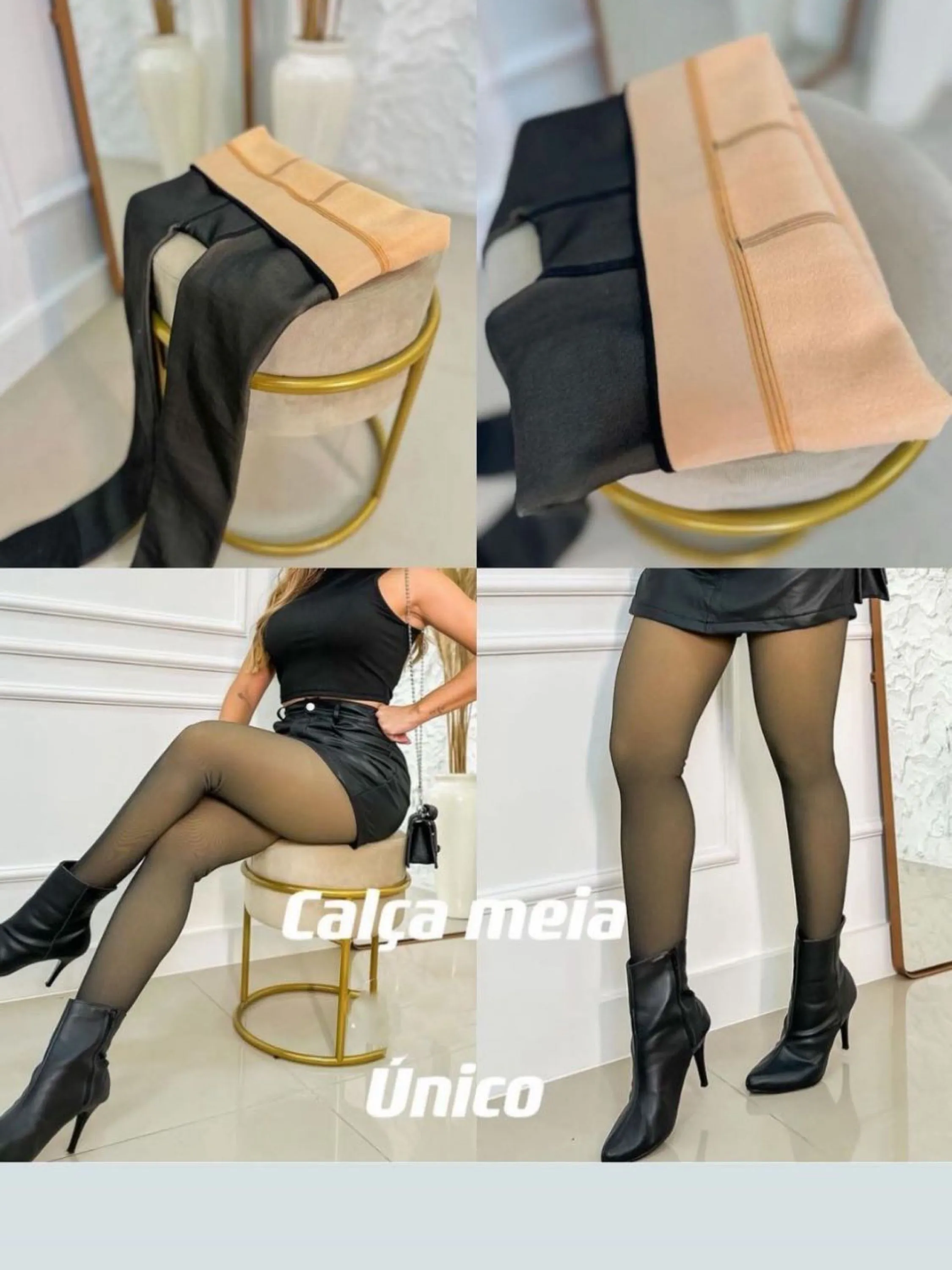 meia calça com flanelado