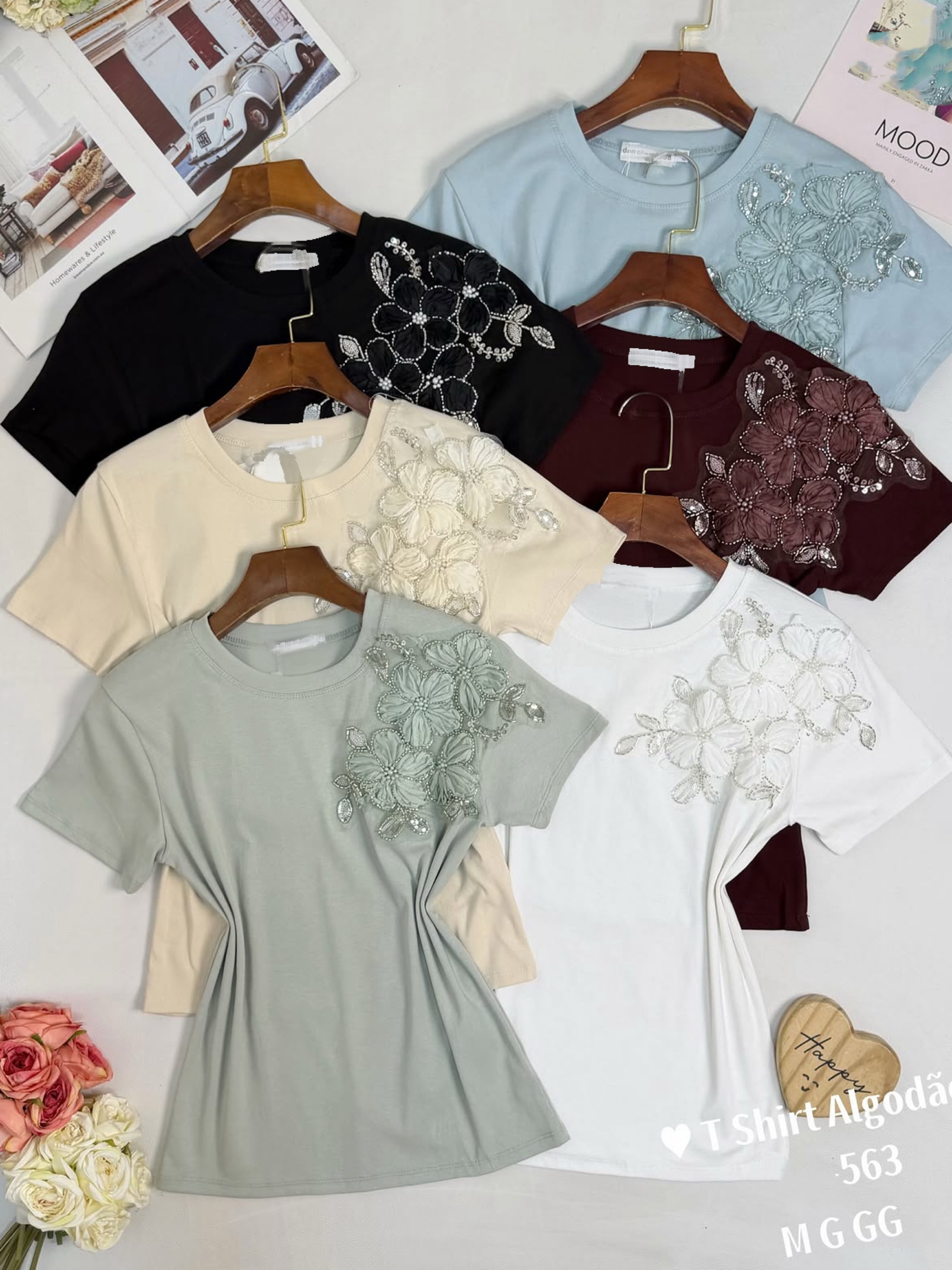Blusa de algodão com pedreira importado Pedro ji