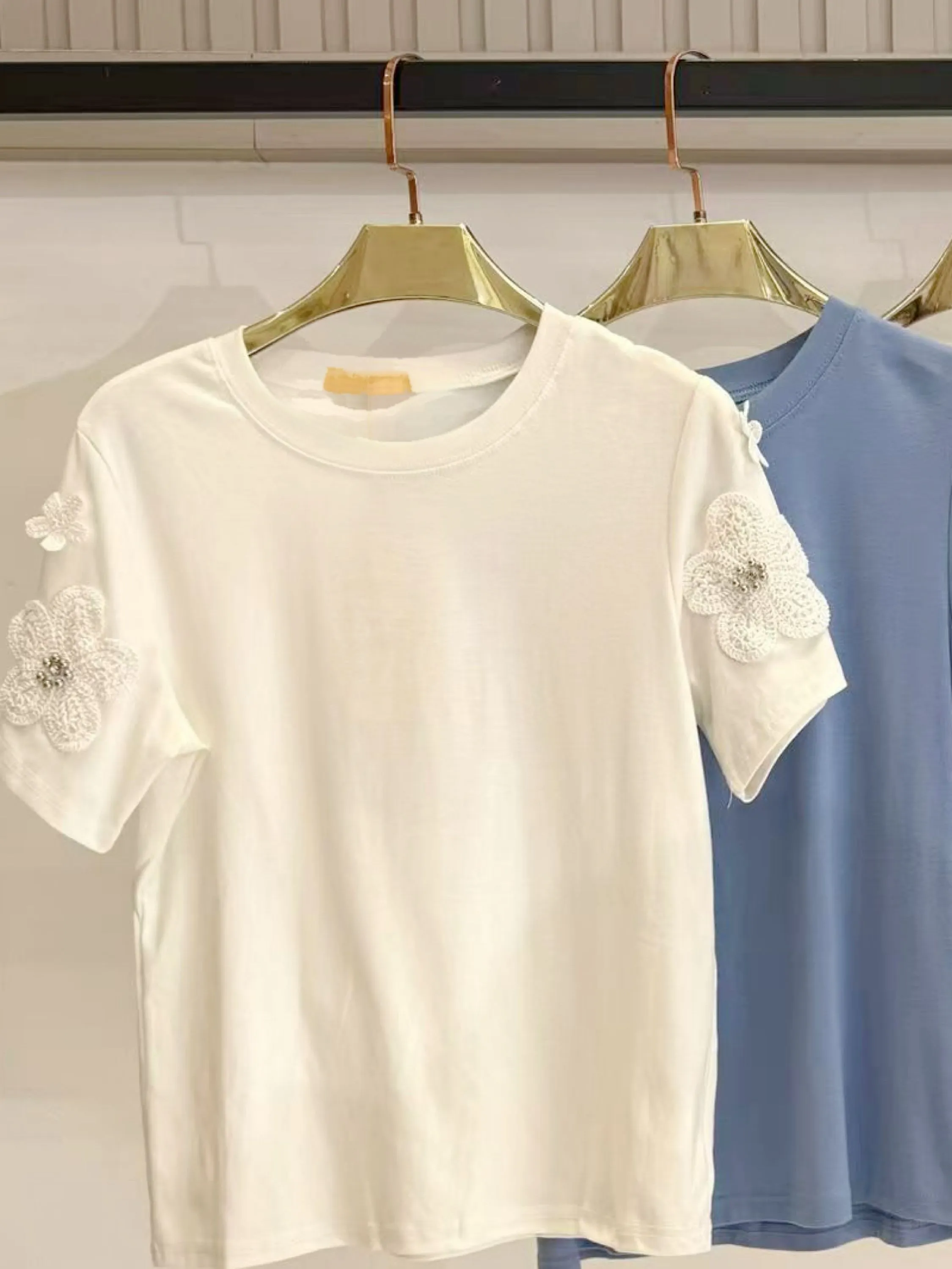 Blusa de algodão manga com bordado importado pedro ji