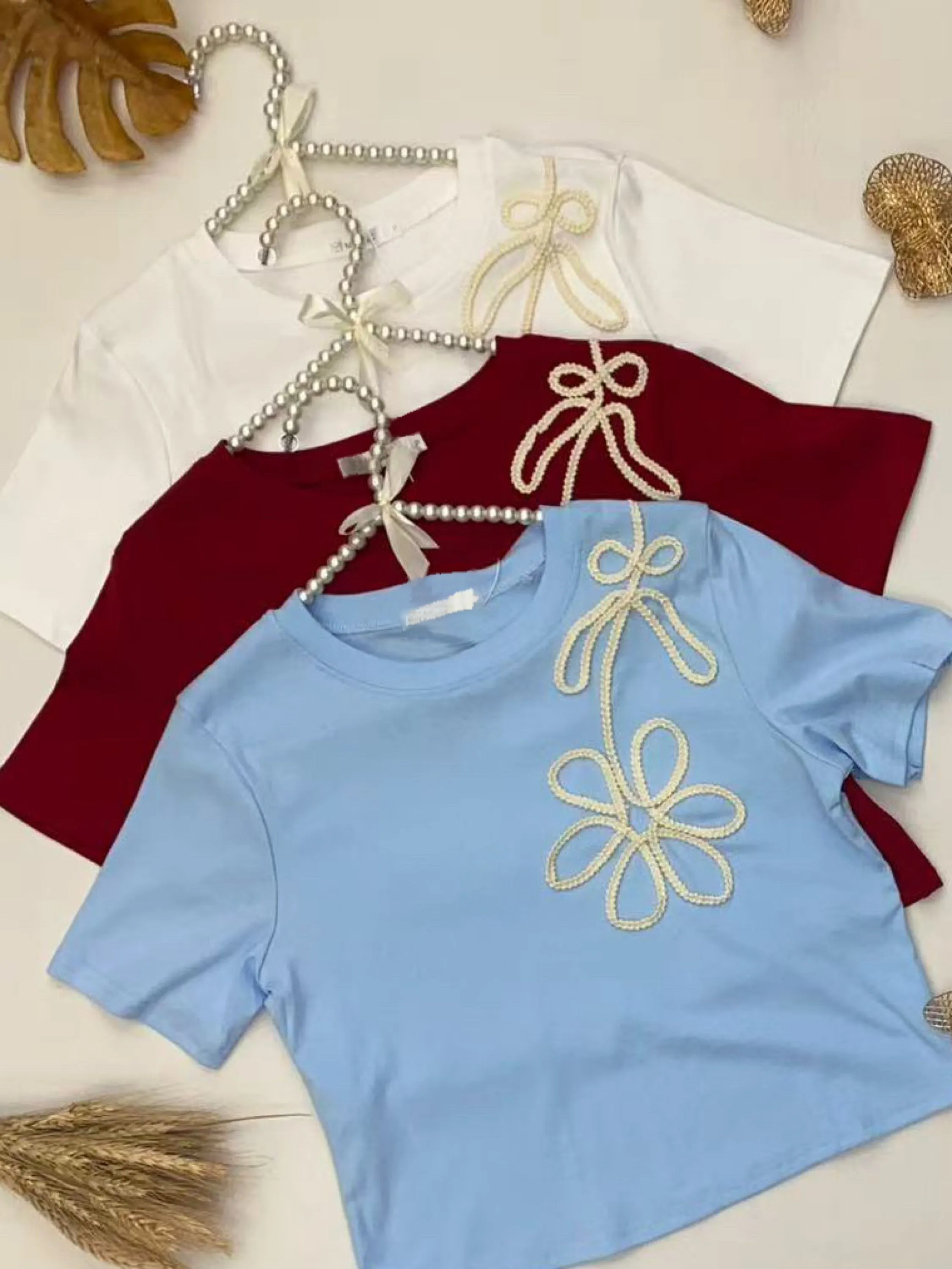 Blusa de algodão cropped com bordado importado Pedro ji