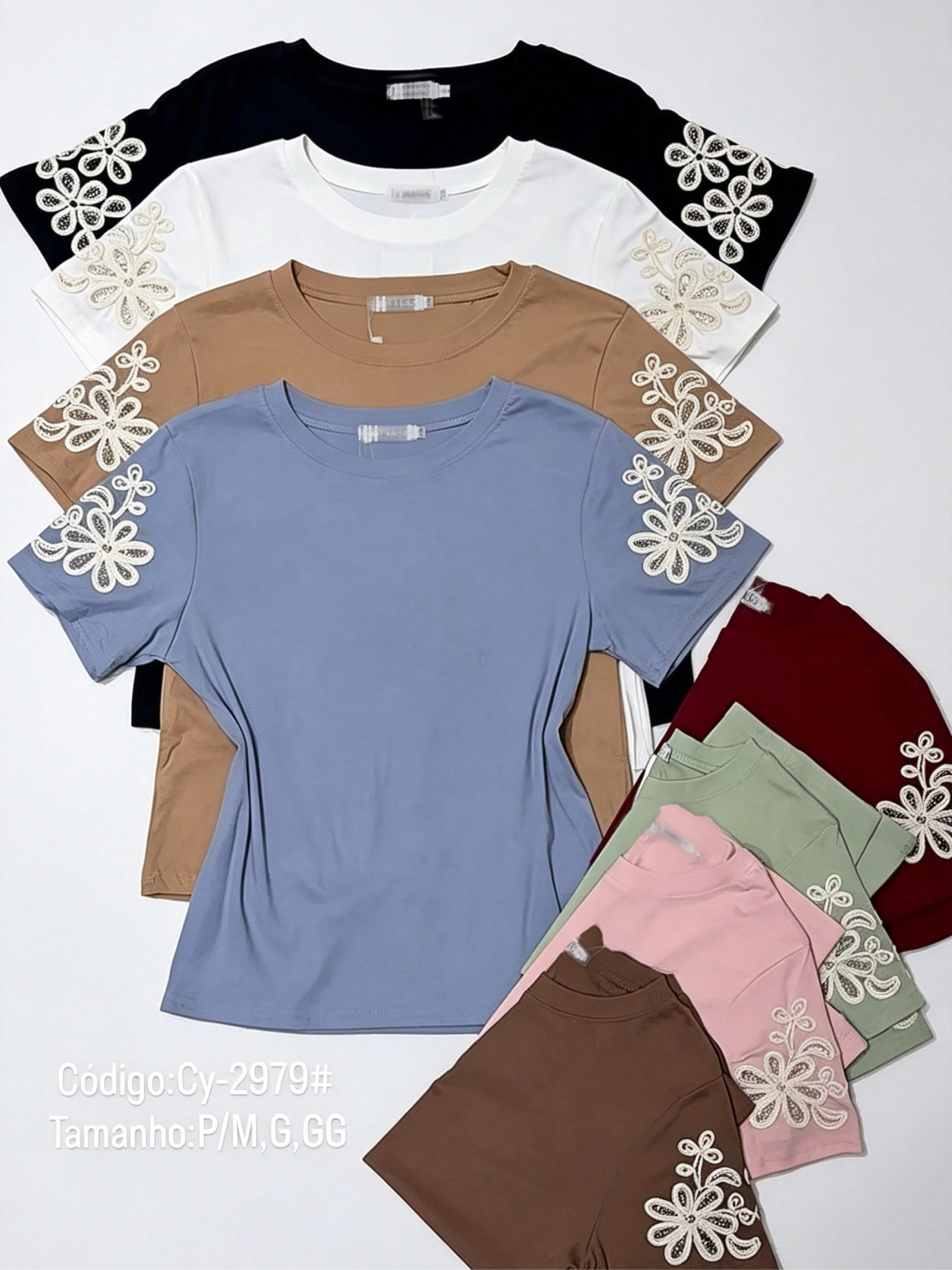 Blusa de algodão com bordado importado Pedro ji