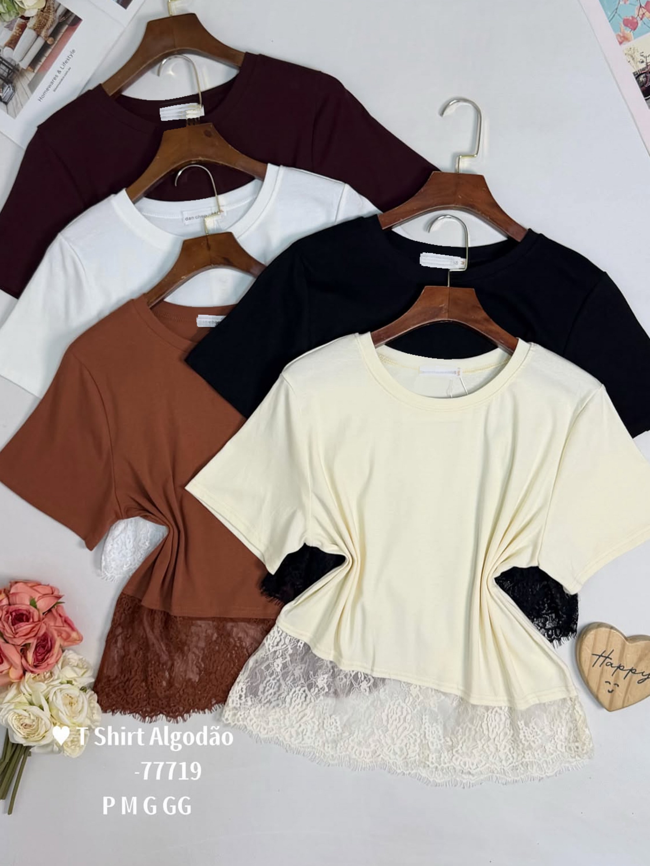 Blusa cropped de algodão com renda importado Pedro ji