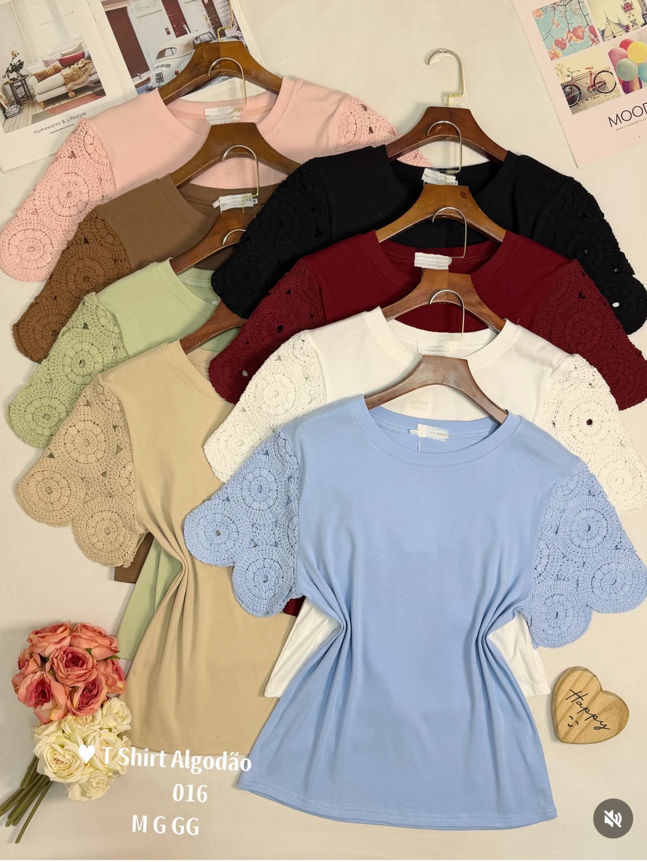 Blusa de algodão manga com bordado importado Pedro ji