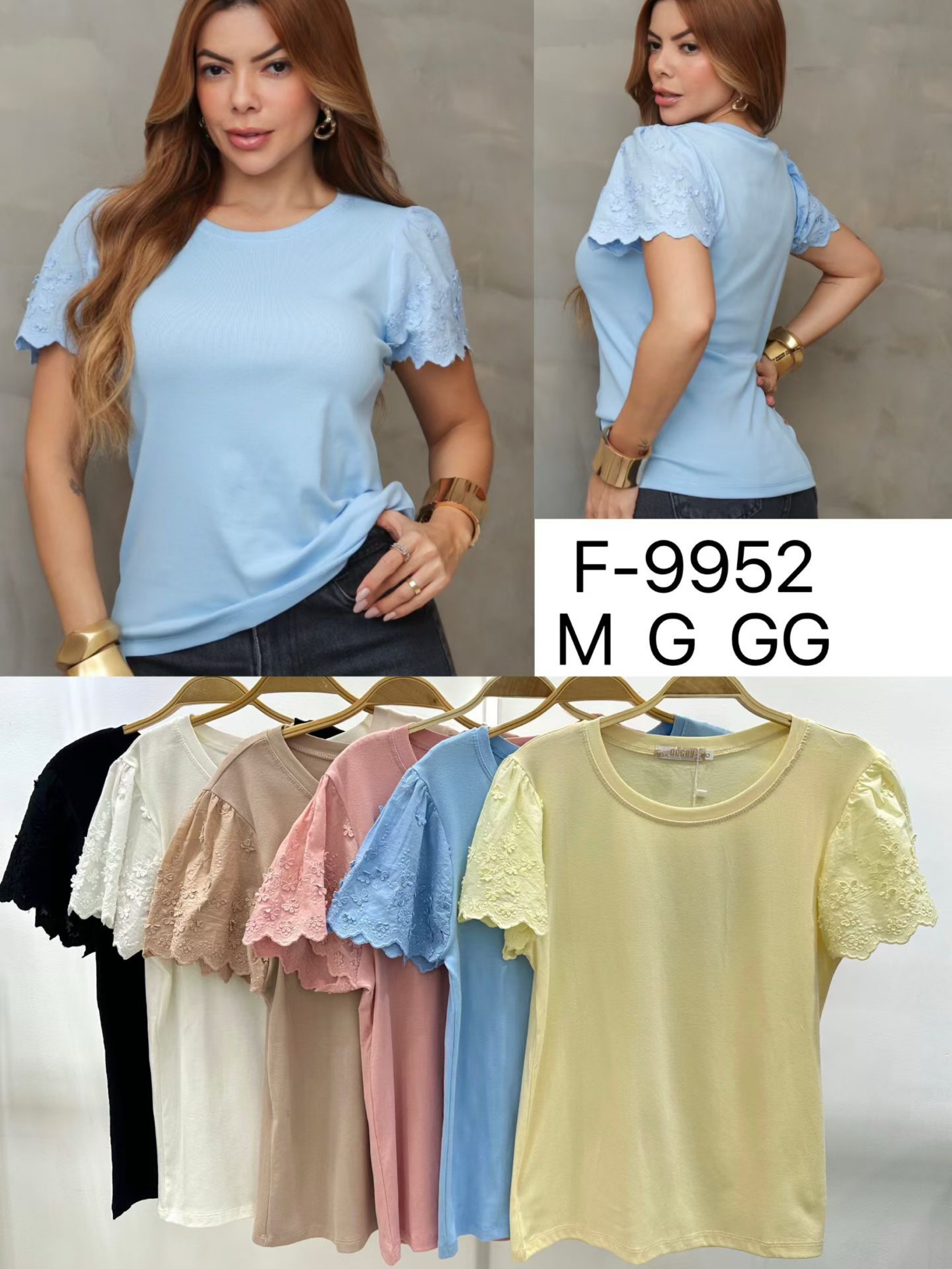 Blusa de algodão manga com leise importado Pedro ji