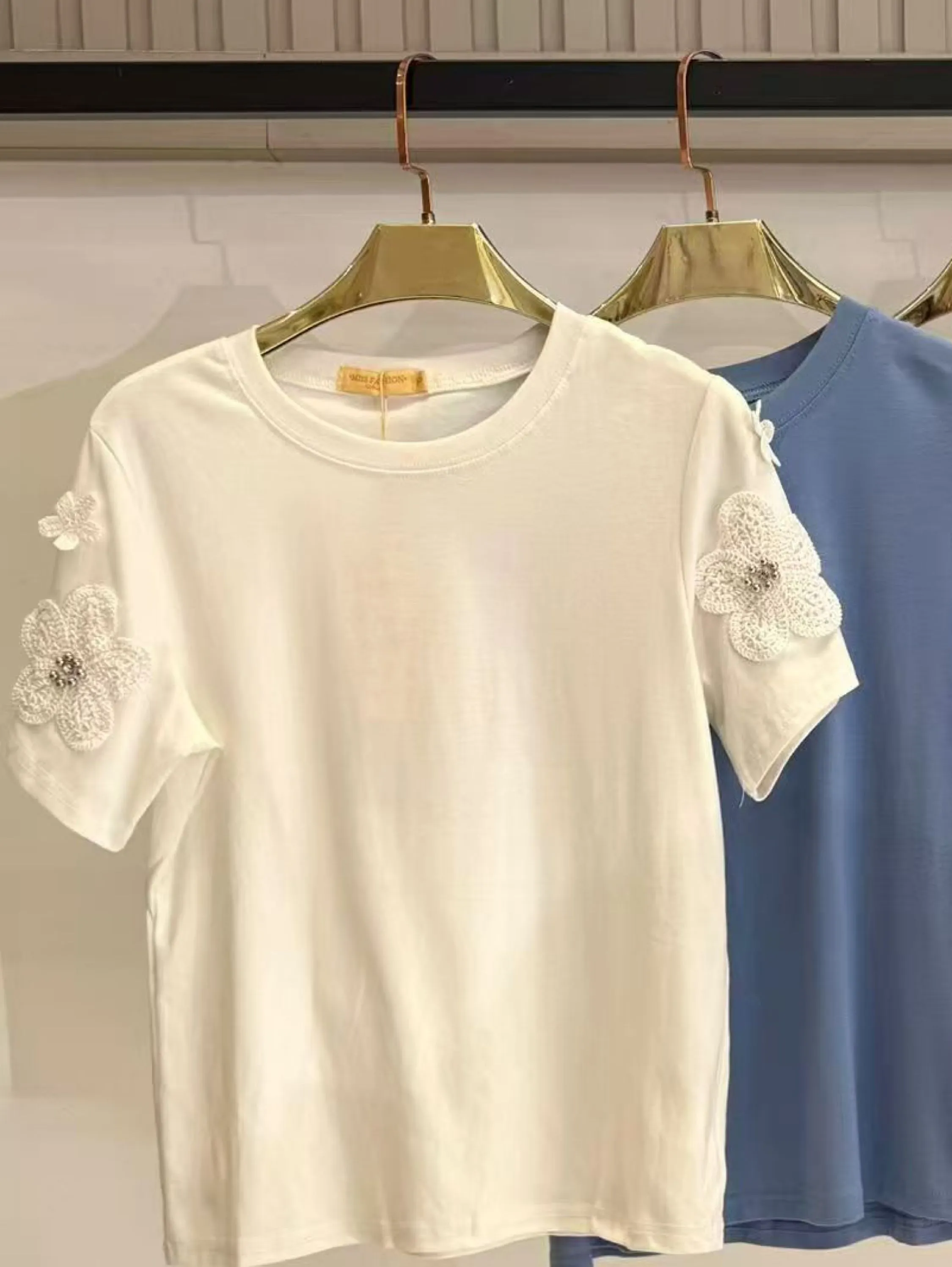 Blusa de algodão manga com bordado importado pedro ji