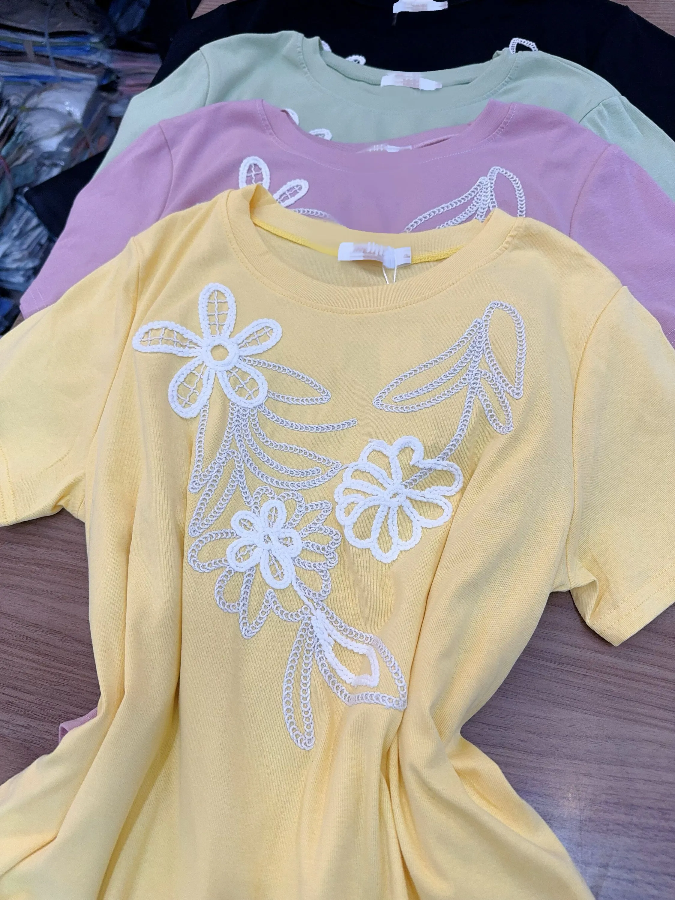 Blusa de algodão com bordado importado pedro ji