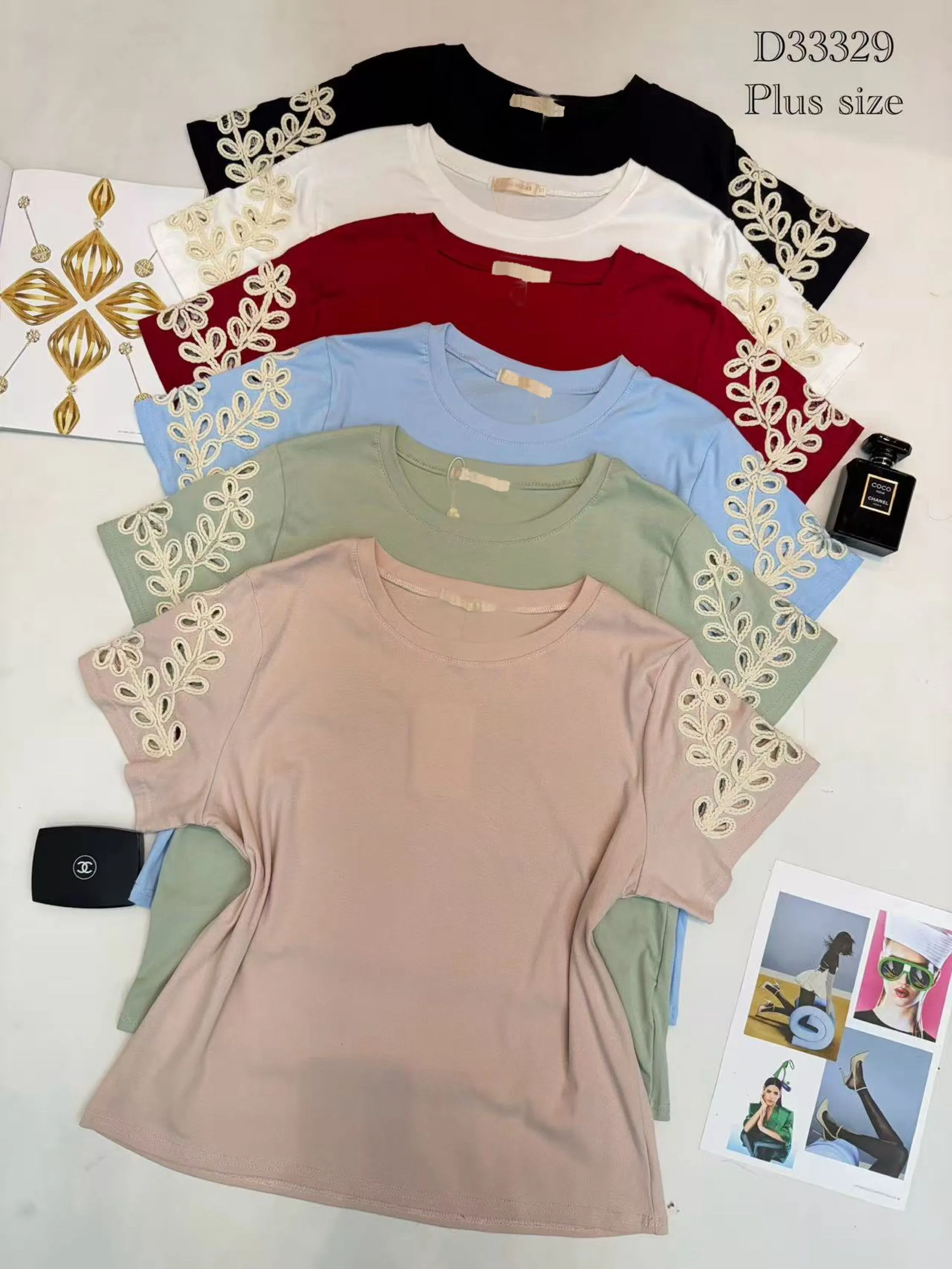 Blusa de algodão com bordado (plus )importado pedro ji