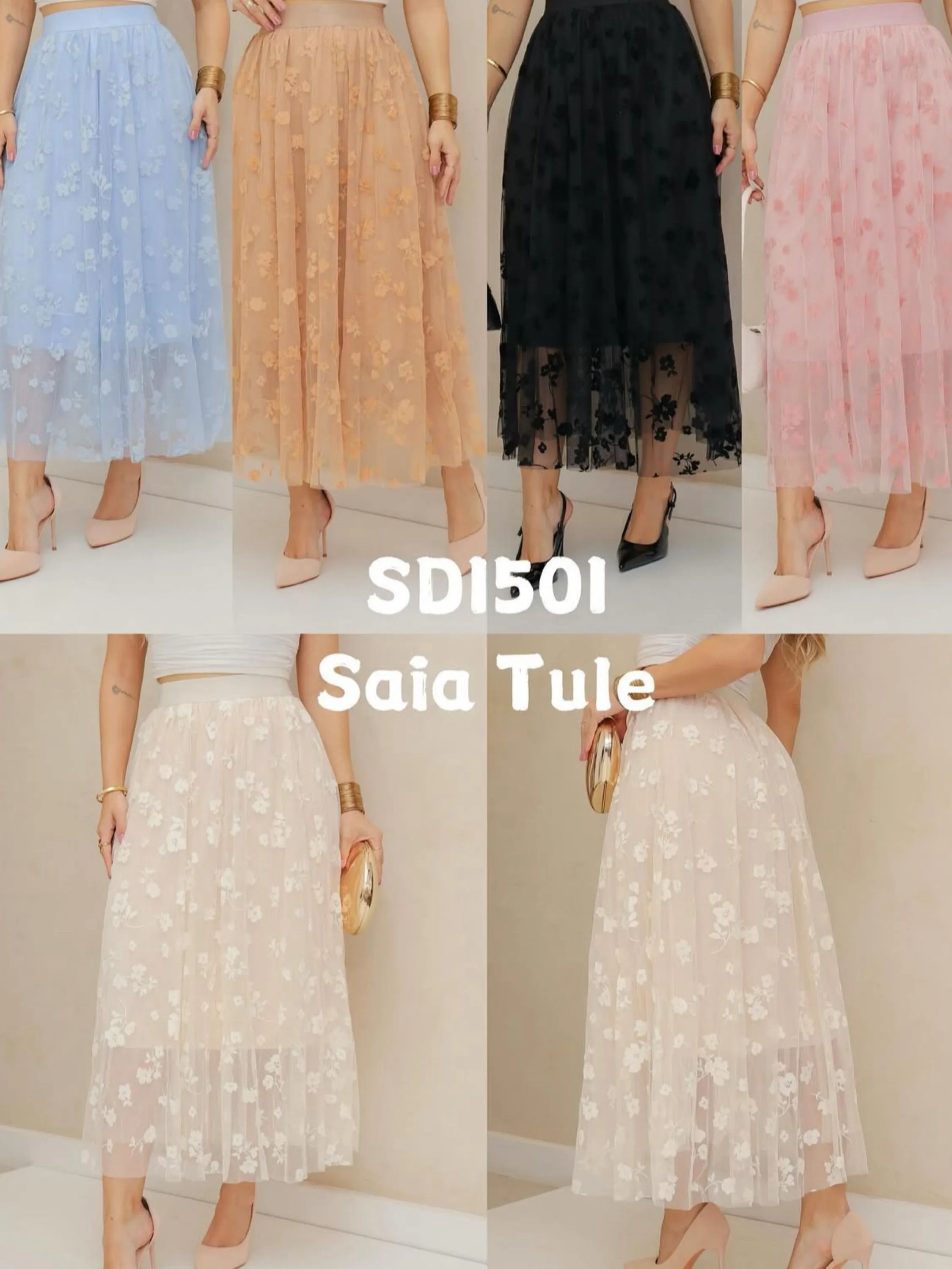 Saia de tule flor importado pedro ji