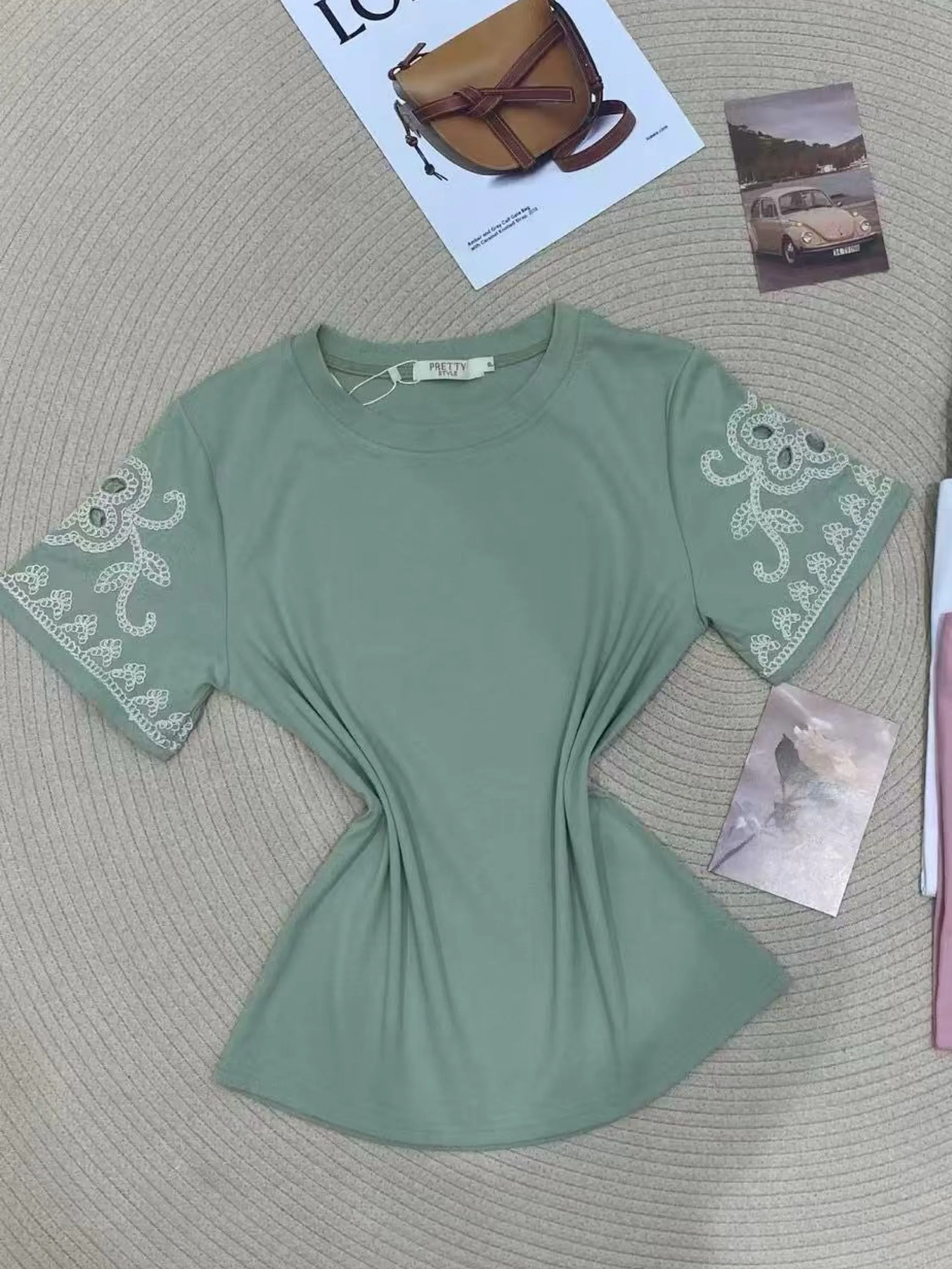 Blusa de algodão com bordado importado pedro ji